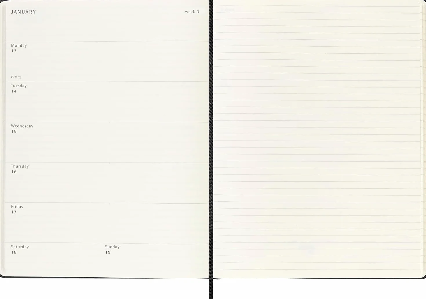 Moleskine Planer tygodniowy 12 miesięcy 2025 twarda okładka czarny 19 x 25 cm