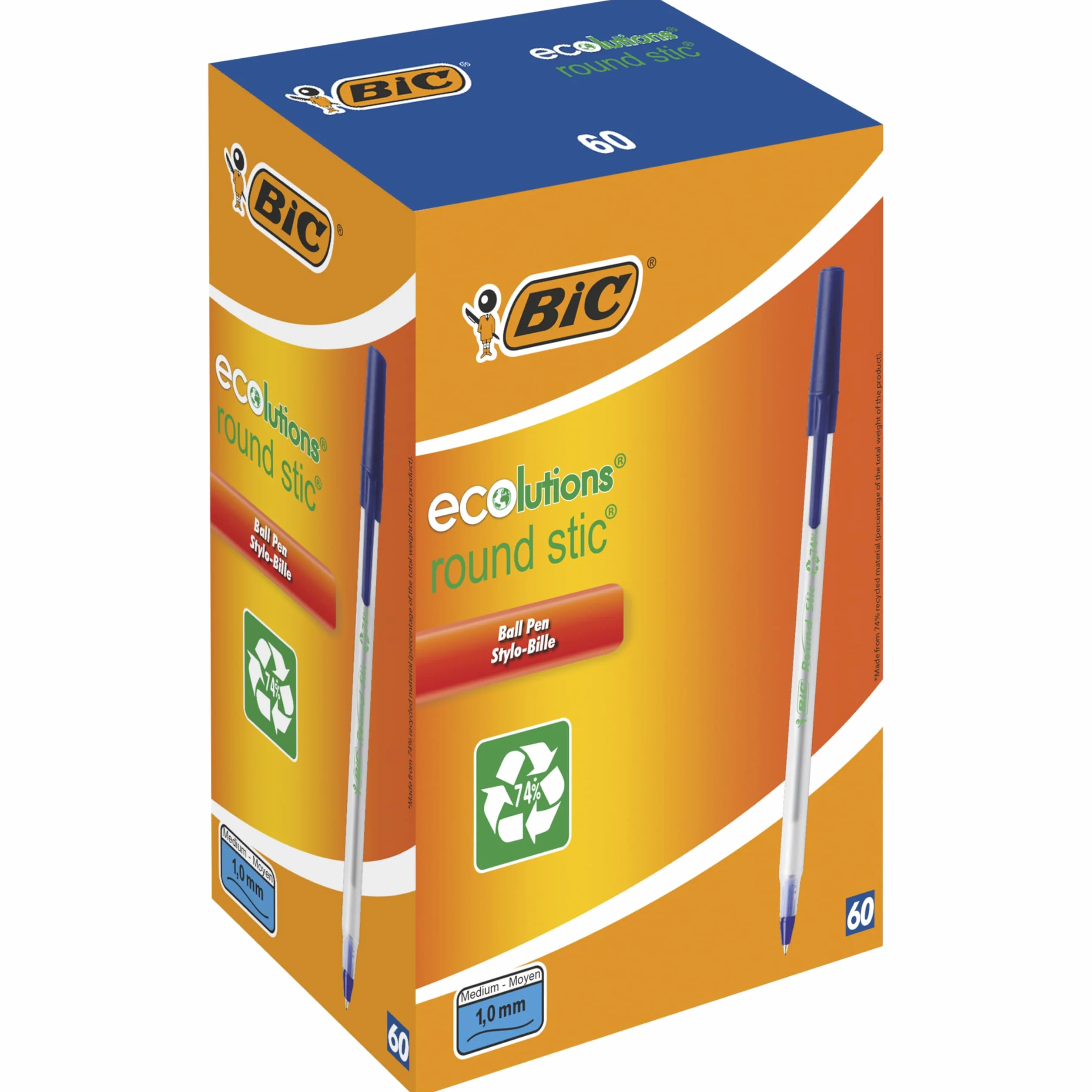BIC Round Stic Ecolutions Długopis niebieski Pudełko 60szt