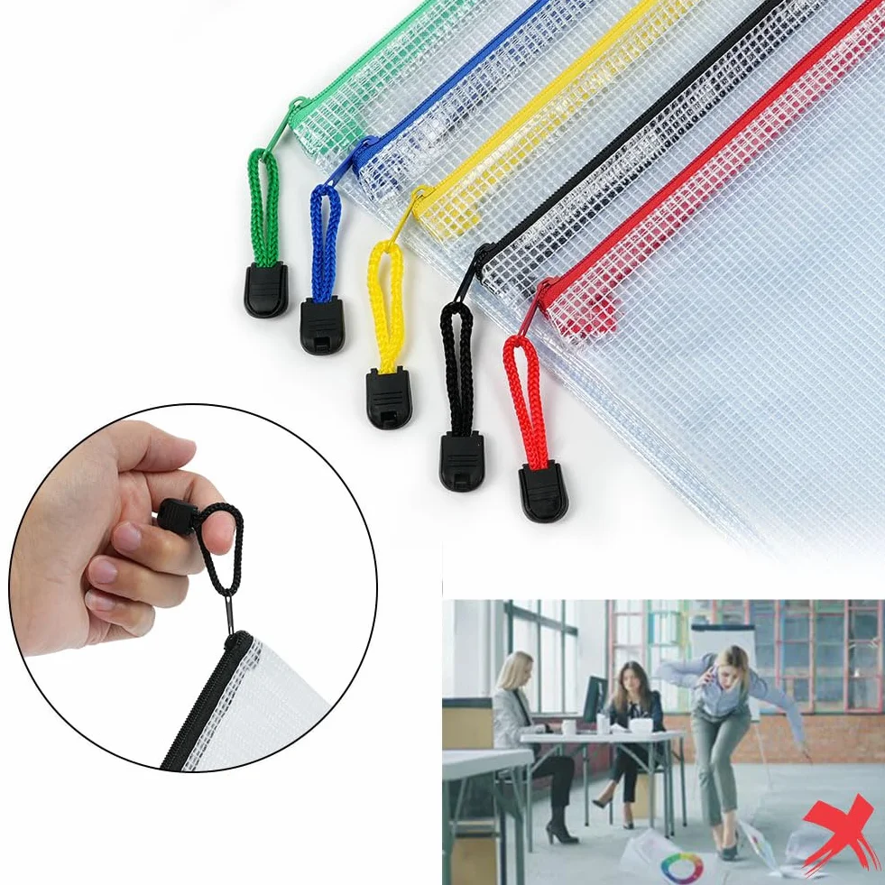 Vicloon Plastikowe portfele, 10 szt. toreb na zamek błyskawiczny A4, siatkowy portfel na dokumenty, foldery na dokumenty, plastikowe kieszenie, zamek błyskawiczny