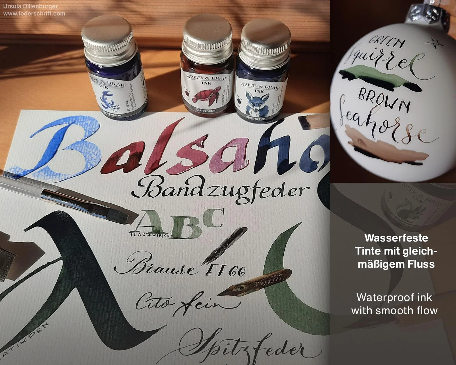 Octopus Write and Draw Ink 476 Orange Monkey - Wodoodporny Tusz do Pisania, Rysowania i Kaligrafii - Odporny Na Działanie Światła, do Piór Wiecznych - Pomarańczowy, 50 ml