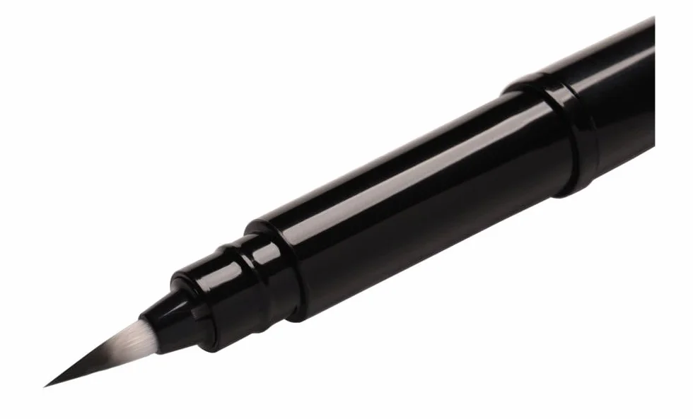 Pentel Kieszonkowy pędzelek pędzelkowy pędzel pigment do wielokrotnego napełniania czarny atrament 1 pinceau + 2 wkłady czarny