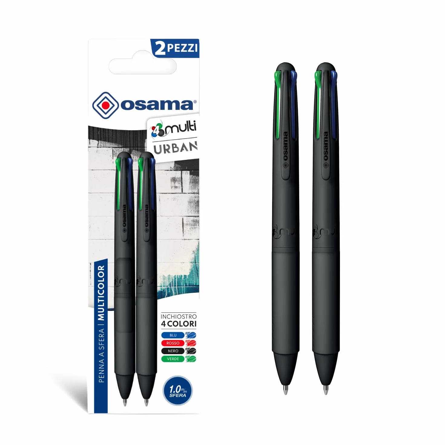 OSAMA OW 84005560 4 MULTI długopis cztery kolory, ALL BLACK, 2-częściowy pakiet