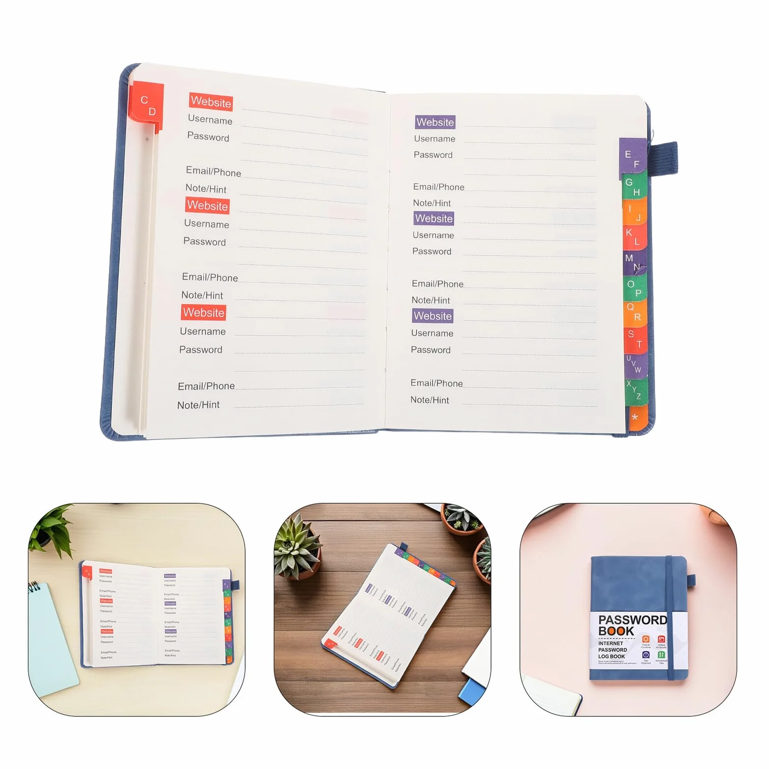 BETOOKY Password Book with Alphabetical Tabs Password Keeper Organizer for Computer Internet Website Logins