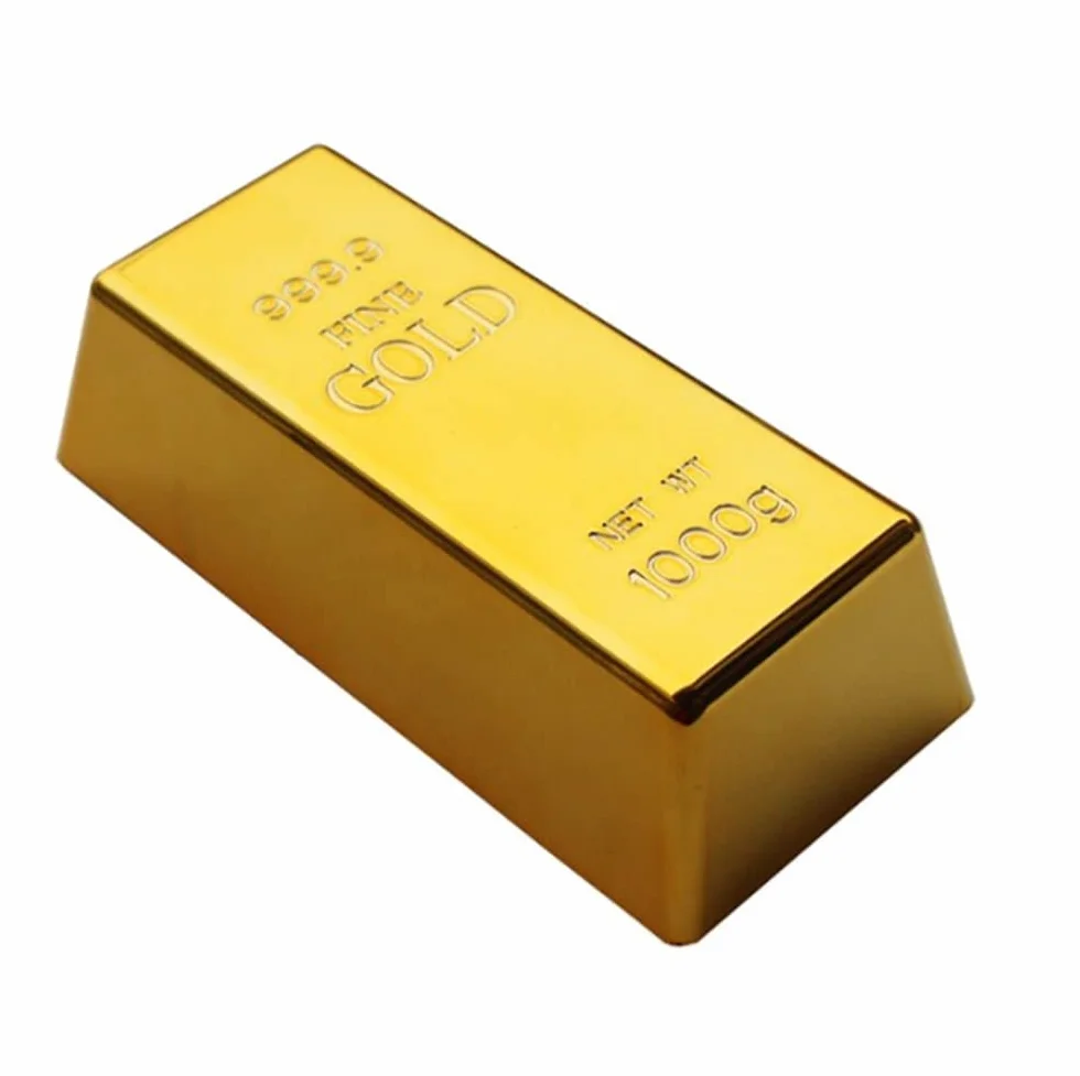 1 kg błyszczący sztuczny złoty sztabka cegła ogranicznik do drzwi/przycisk do papieru CAS