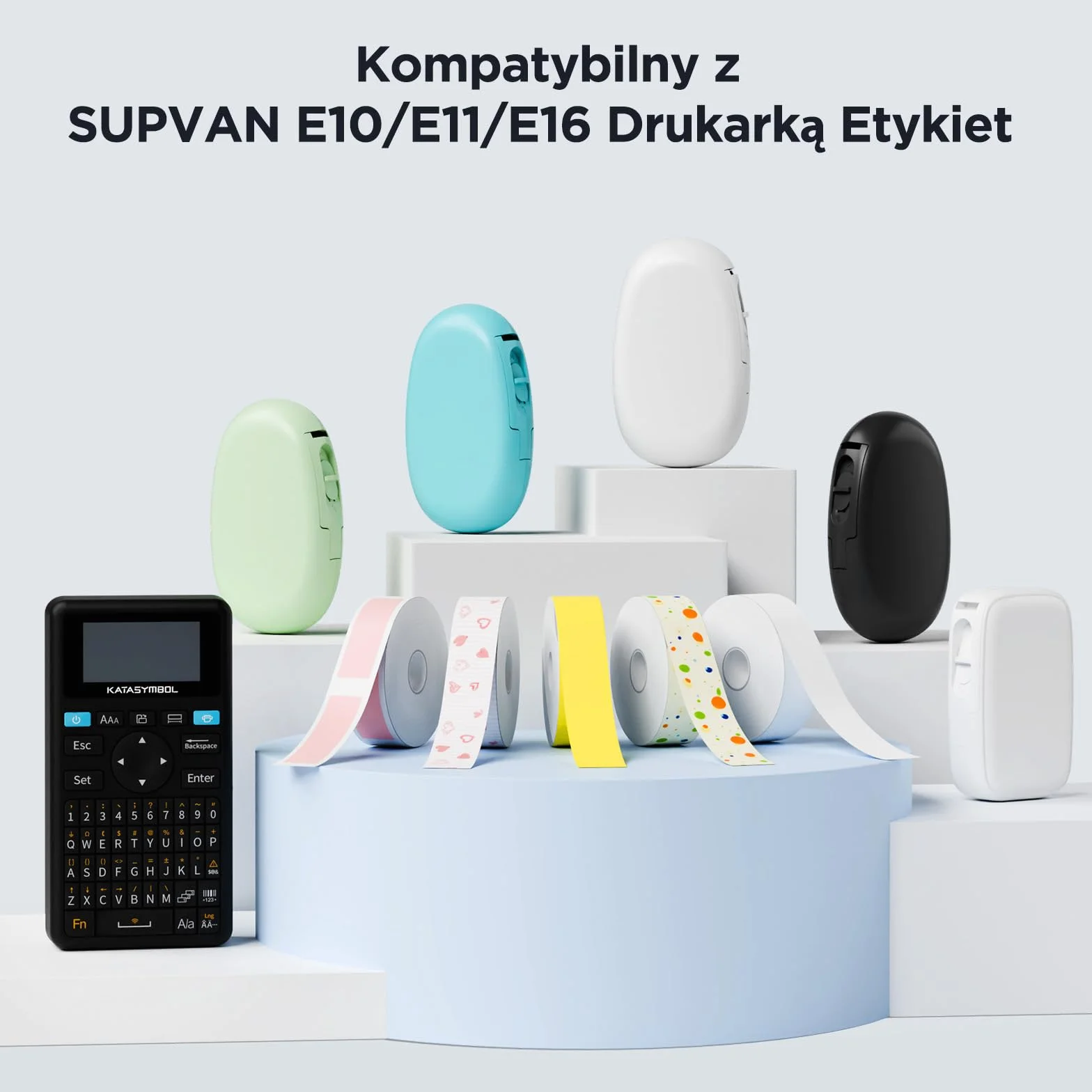 SUPVAN KATASYMBOL E10/E11/E16 Taśma do Etykiet Termiczne Wodoodporne, Samoprzylepne Etykiety Żaroodporne Do Domu, Biura, Szkoły, 15 mm X 6 m, 1 Rolki, Czarny Na Biały