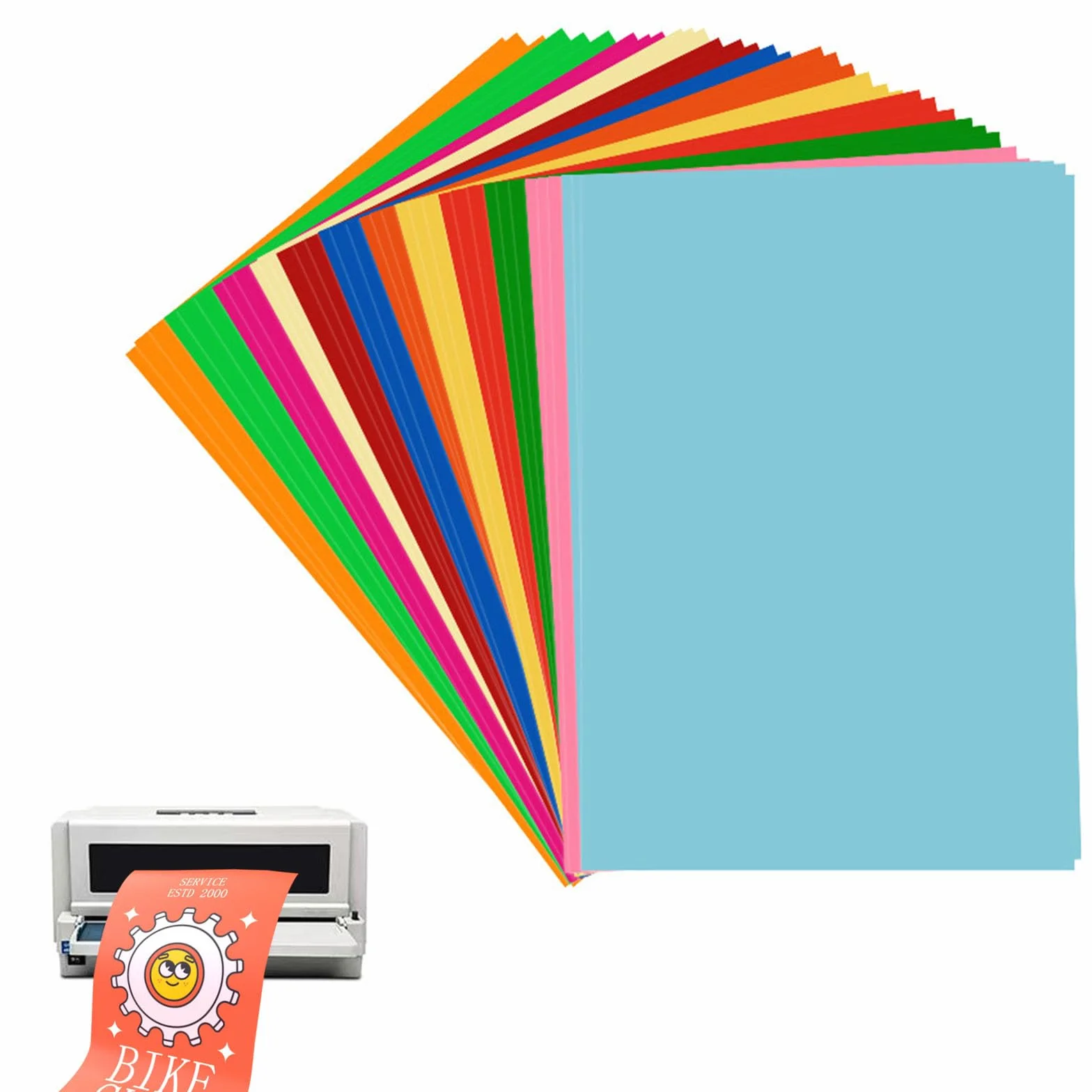 Papier do drukarki do etykiet, papier na naklejki samoprzylepny, papier na naklejki etykiety, 48 arkuszy neonowych etykiet z papieru, etykiety kolorowe, A4, 210 x 297 mm (losowy kolor)