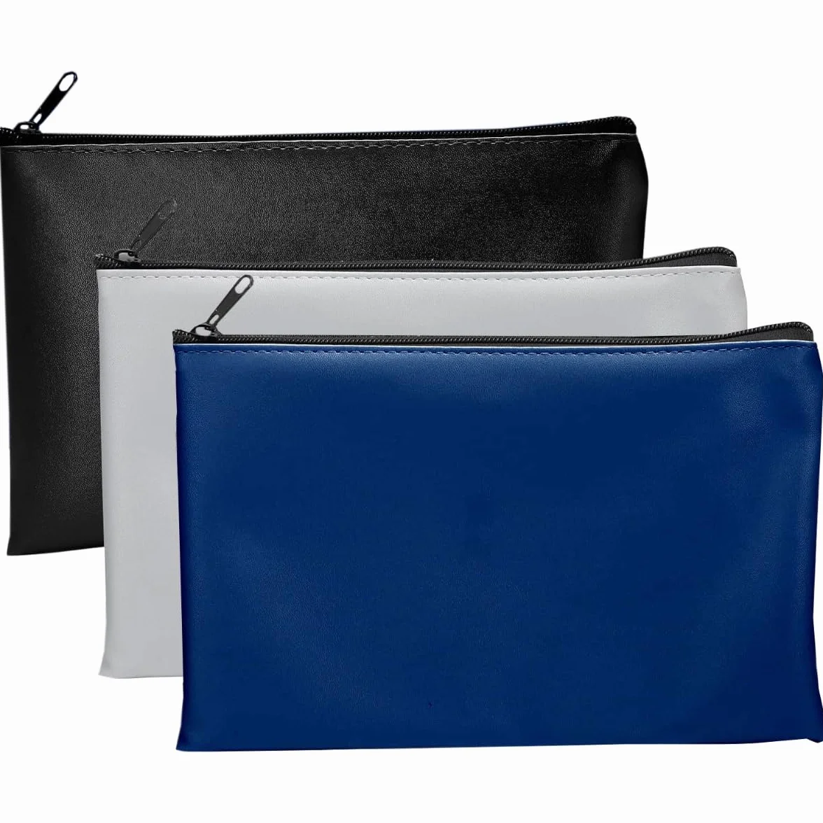 Torby na pieniądze bankowe z skóry PU 30 x 15 cm z zamkiem błyskawicznym