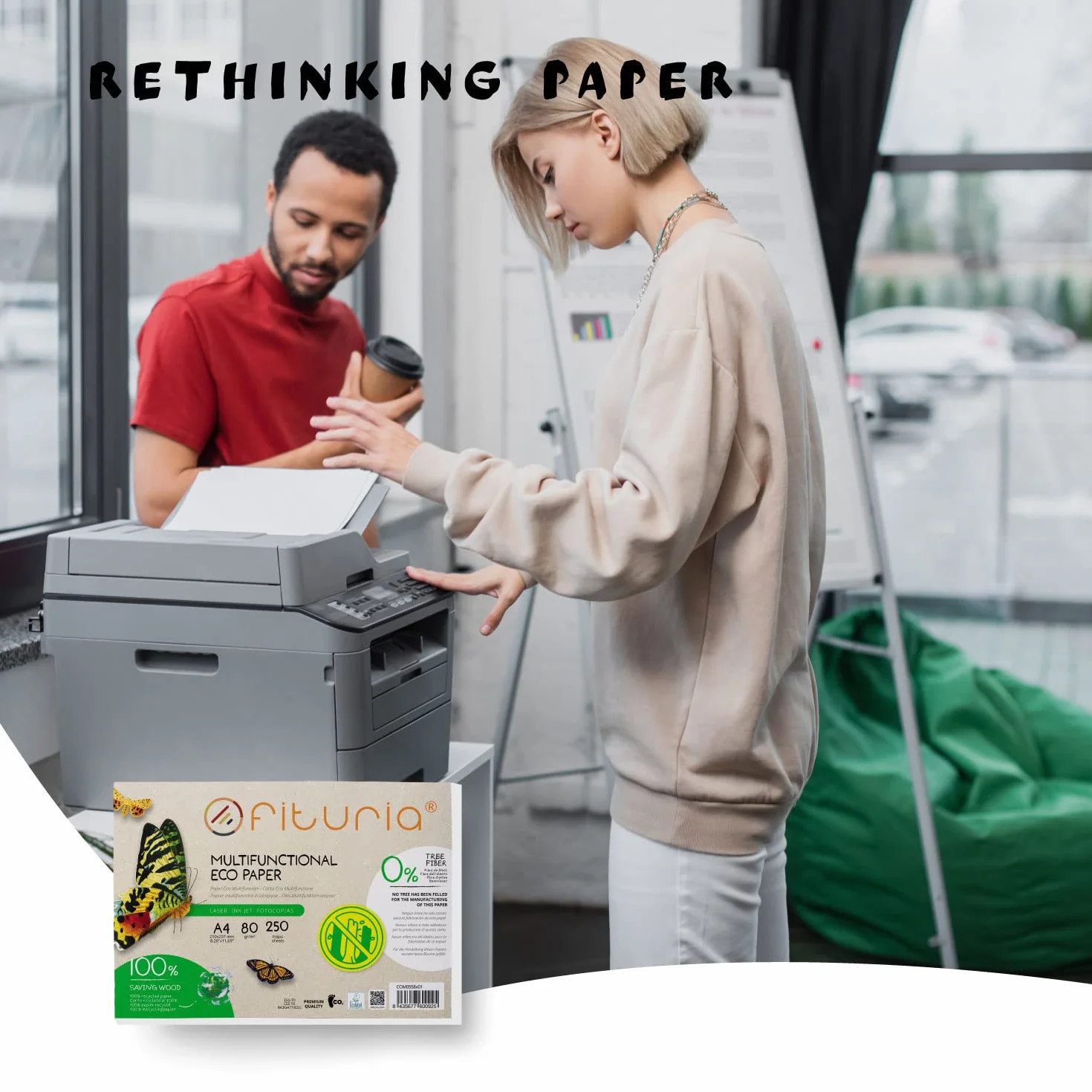 Papier z recyklingu A4 80g 50 arkuszy DIN A4 naturalny kolor do drukarek laserowych i atramentowych Ofituria