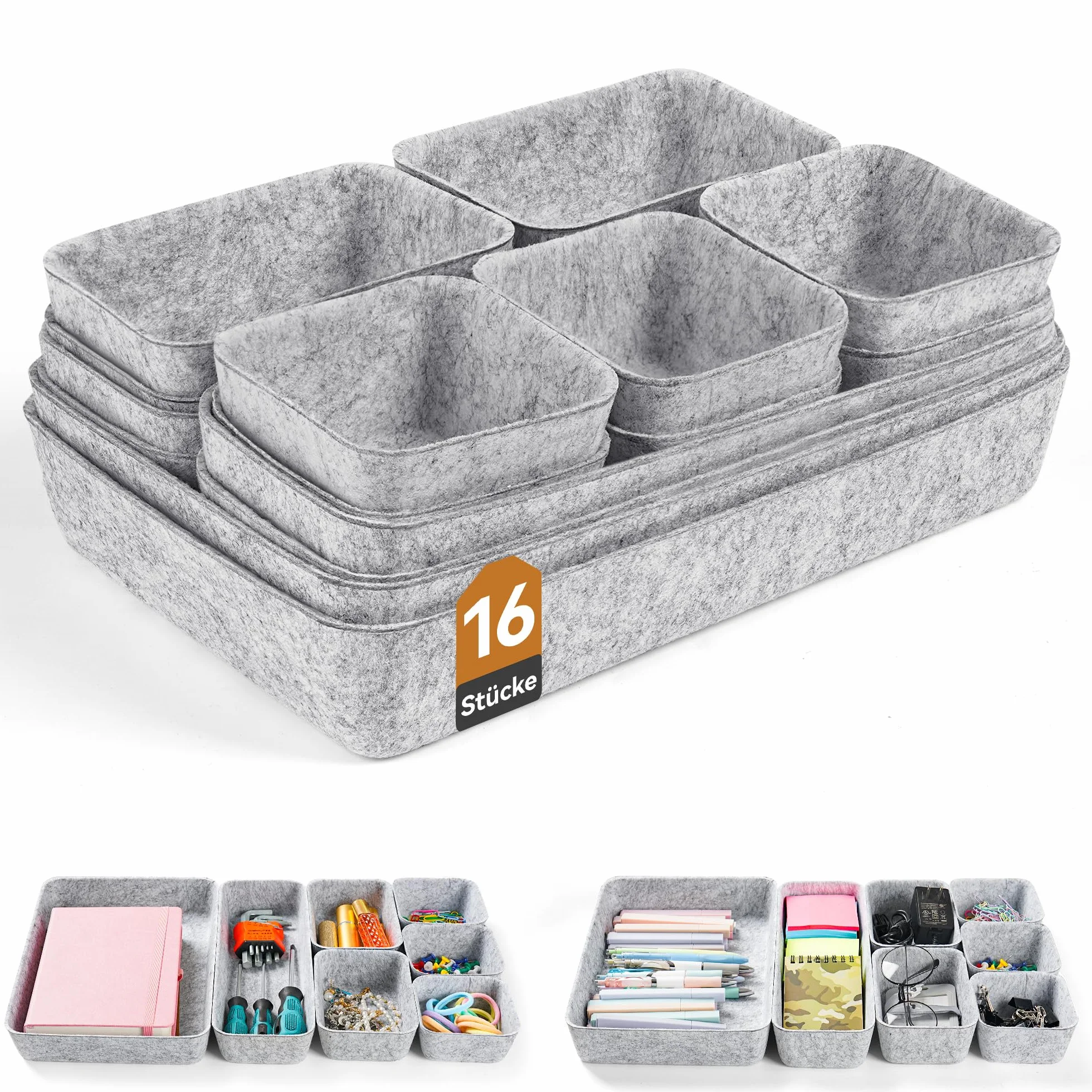 Filcowy organizer do szuflad (Jasnoszary)