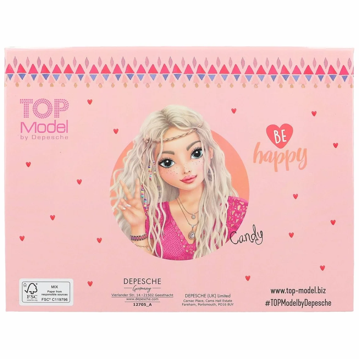 Depesche 12705 TOPModel Cosy - Pudełko na artykuły piśmiennicze z ołówkami, gumką, spinaczami, notatnikiem i lusterkiem, wymiary ok. 20 x 15,5 x 3,2 cm