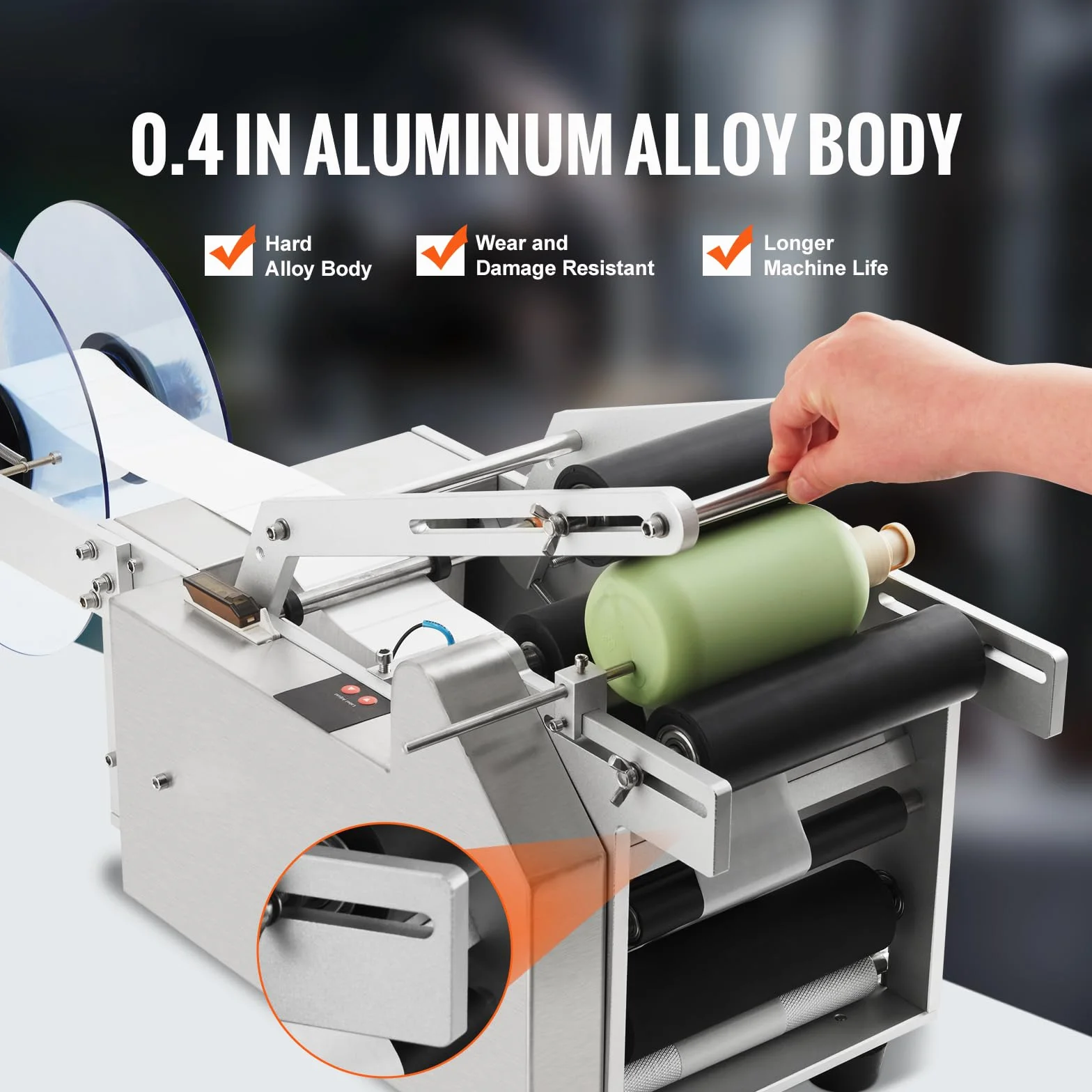 VEVOR Półautomatyczna okrągła etykieciarka 20-50 szt./min, elektryczny aplikator etykiet do butelek