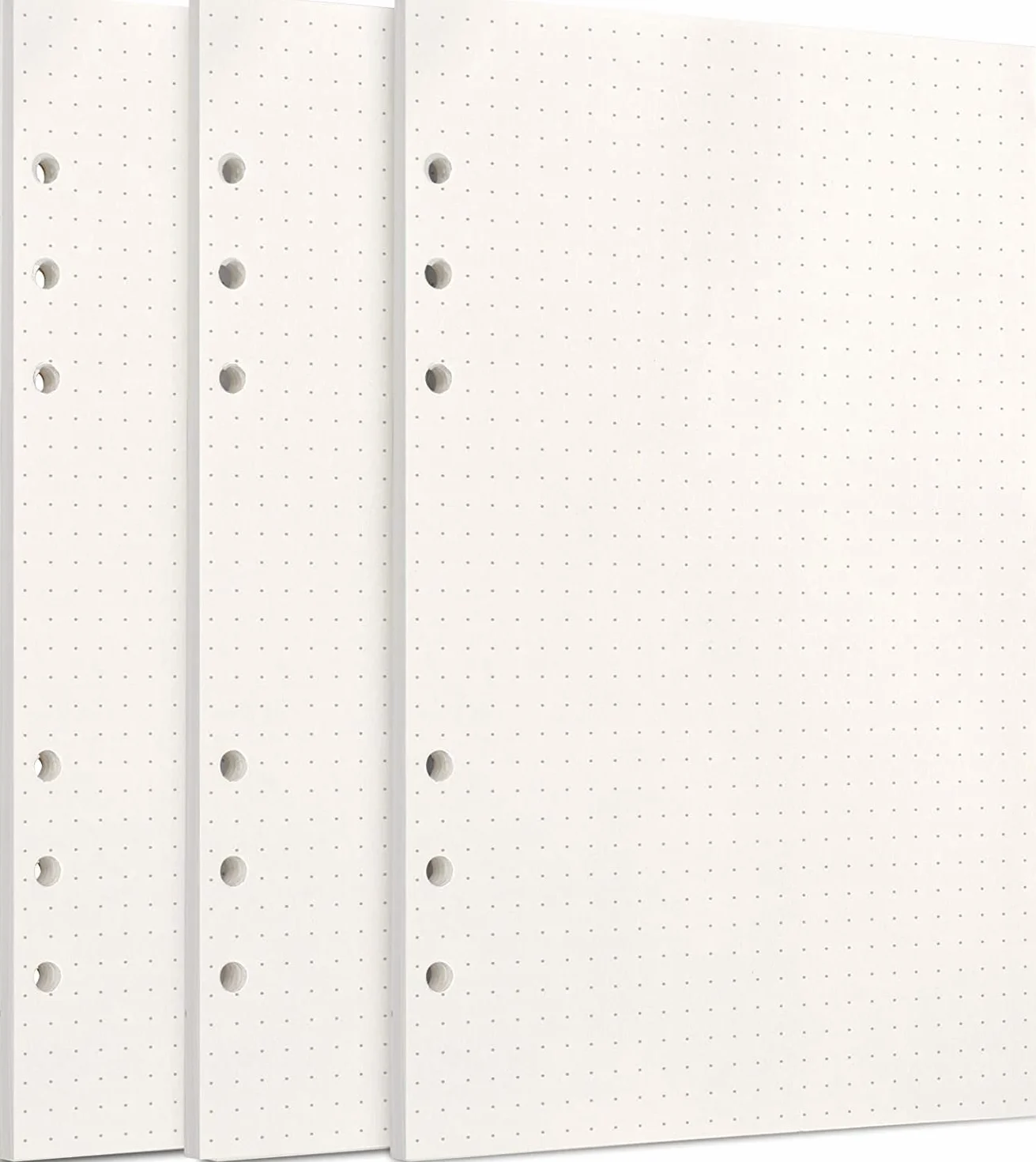 FOCCTS 135 Blätter Gepunktetes Papier Dot Grid Paper A5 6 Löcher Nachfüllpapier für Filofax A5, Notizen, DIY, Bullet Journal, Skizze, Malerei, 21 x 14.2 cm