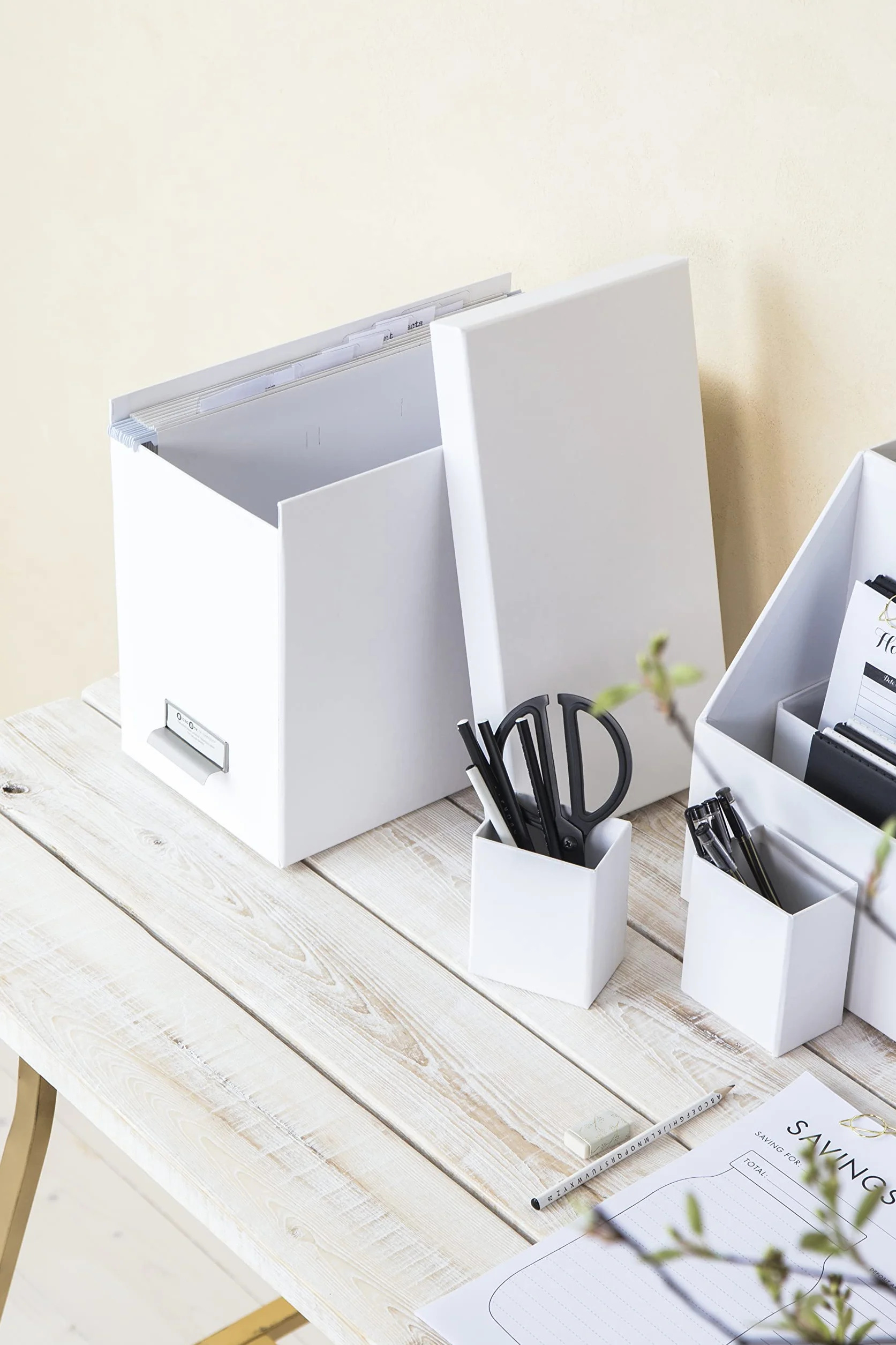 Bigso Box of Sweden JOHAN wiszące pudełko na teczki z pokrywką, płyta pilśniowa, papier, biały