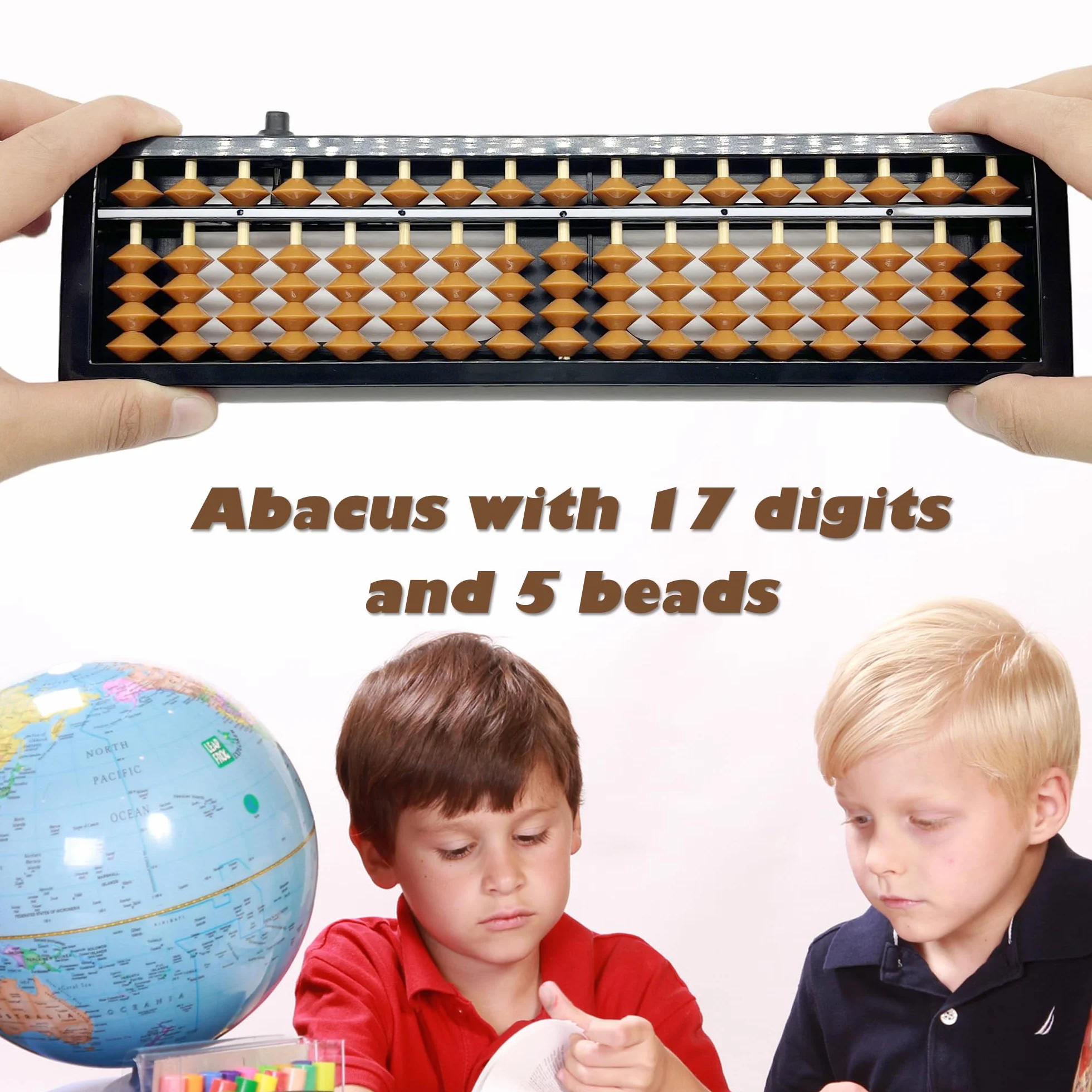 Soroban Abacus 13 cyfr, tworzywo sztuczne, arytmetyka, liczydło, do arytmetyki i liczenia, z przyciskiem resetowania, narzędzie do obliczania matematyki do biura (czarno-brązowy, 17)