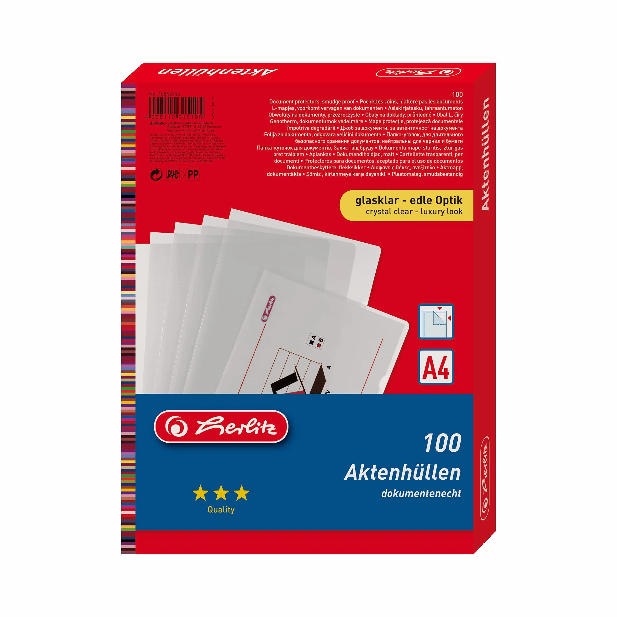 Herlitz Teczka Na Dokumenty Przezroczysty A4 100 sztuk