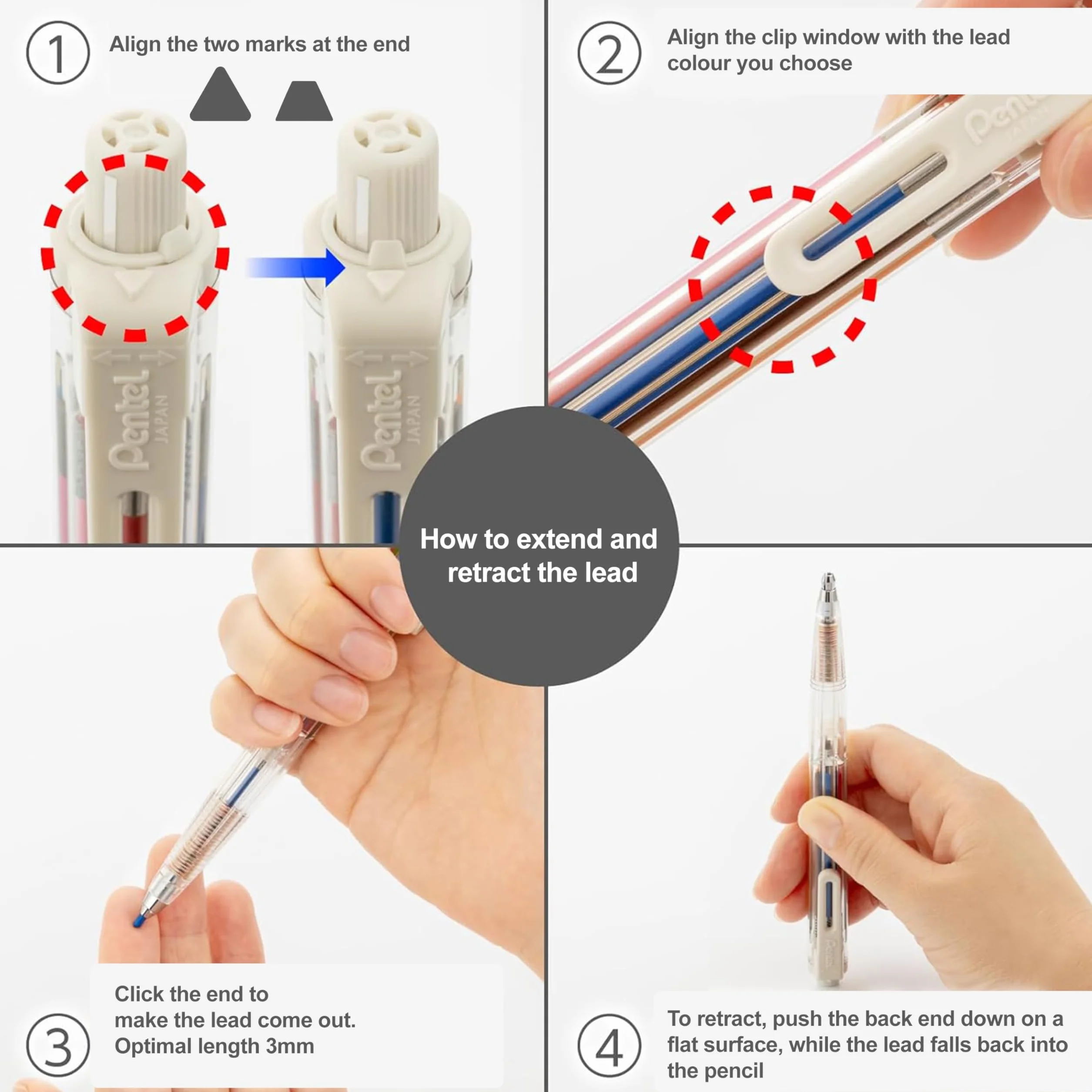 Pentel Art Multi 8 wielokolorowy uchwyt na wkłady z 8 wkładami kolorowymi XPH804ST