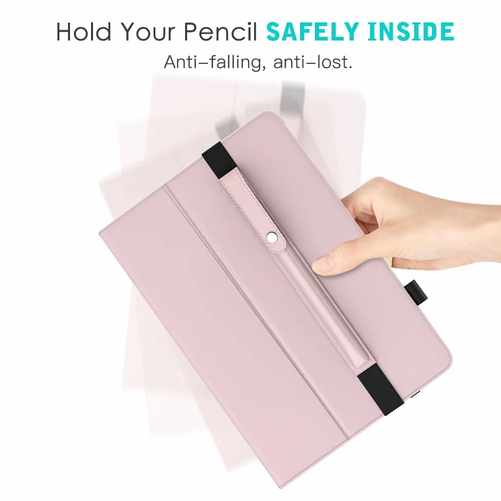 MoKo Pojemnik na Ołówek Apple Pencil Pro, Apple Pencil 1. i 2. generacji, iPencil (USB-C), Etui na Ołówek do iPada z PU Skórą, z Klamrą i Gumką do Przymocowania do Etui na iPada, Różowe Złoto