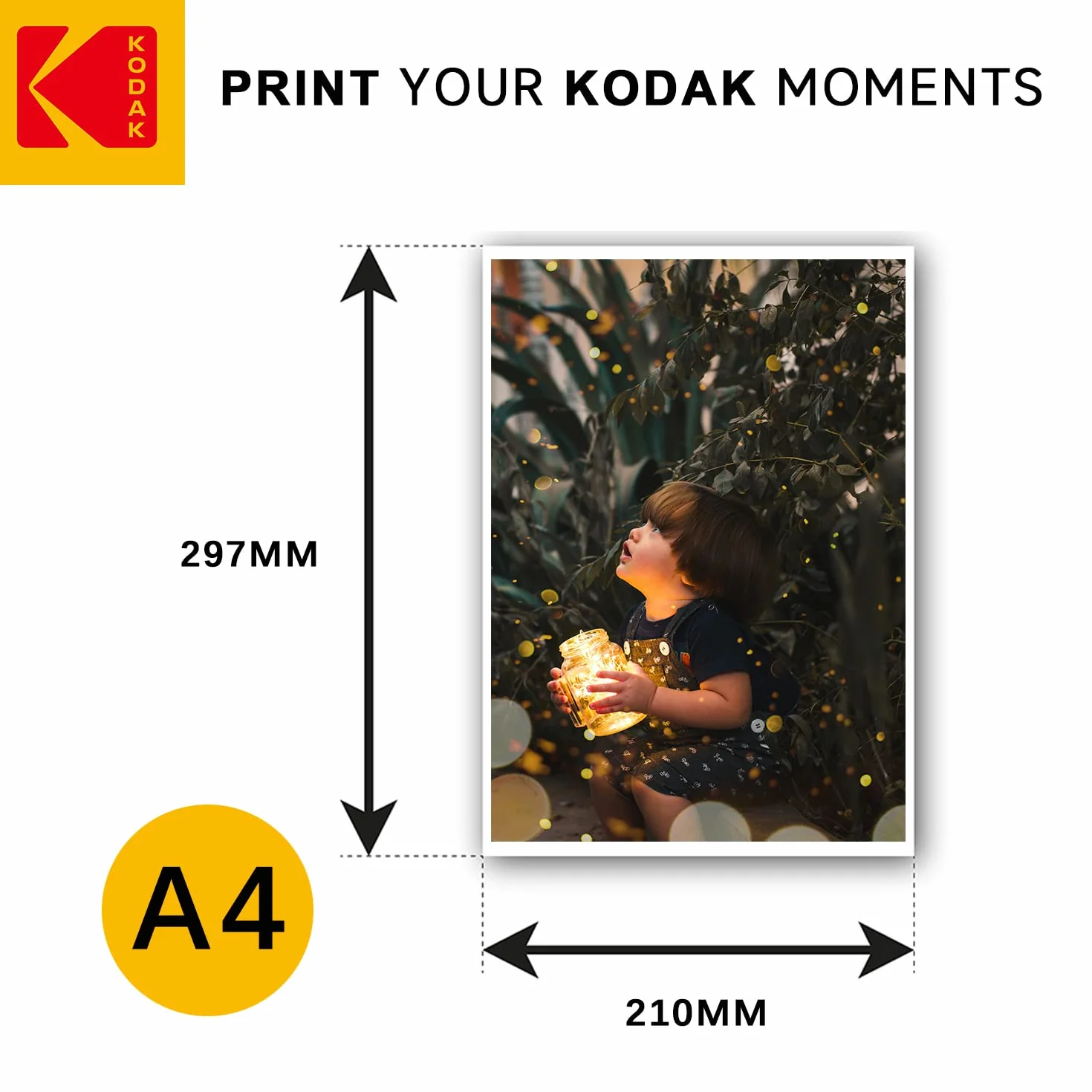 KODAK Picture Paper - Błyszczący papier fotograficzny, opakowanie 25 arkuszy, format A4 (21x29,7cm), 230g/m², idealny do druku atramentowego, żywe kolory i wysoki kontrast, wysokiej jakości