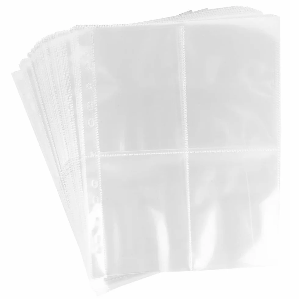 Ideen mit Herz Sammelhüllen | Klarsichthüllen | Prospekthüllen | DIN A4 | 4-geteilt | 4 Fächer je 10,8 x 15,2 cm | glasklar | 50 Stück | Fotohüllen | Postkartenhüllen