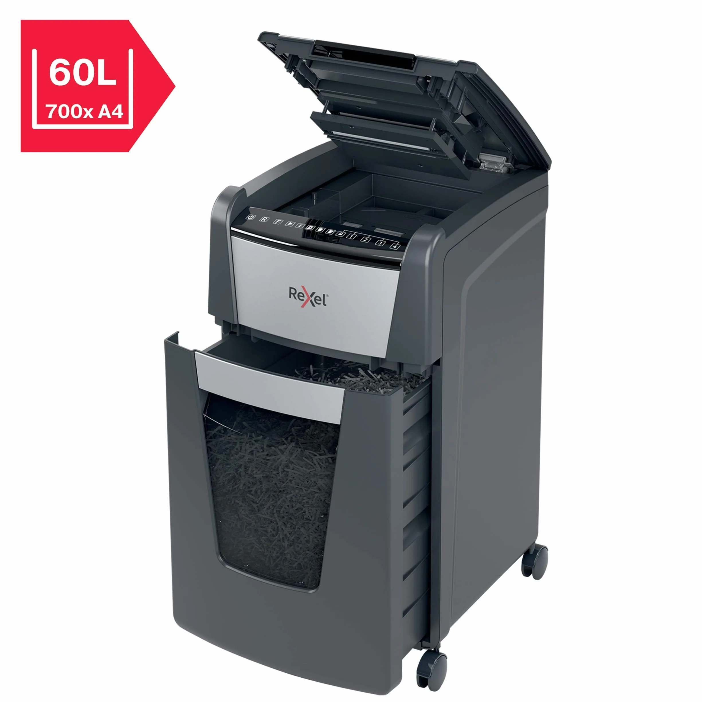 Rexel Optimum Auto Feed+ Niszczarka do Papieru 300 Arkuszy P-5 Mikrościnki 60 L