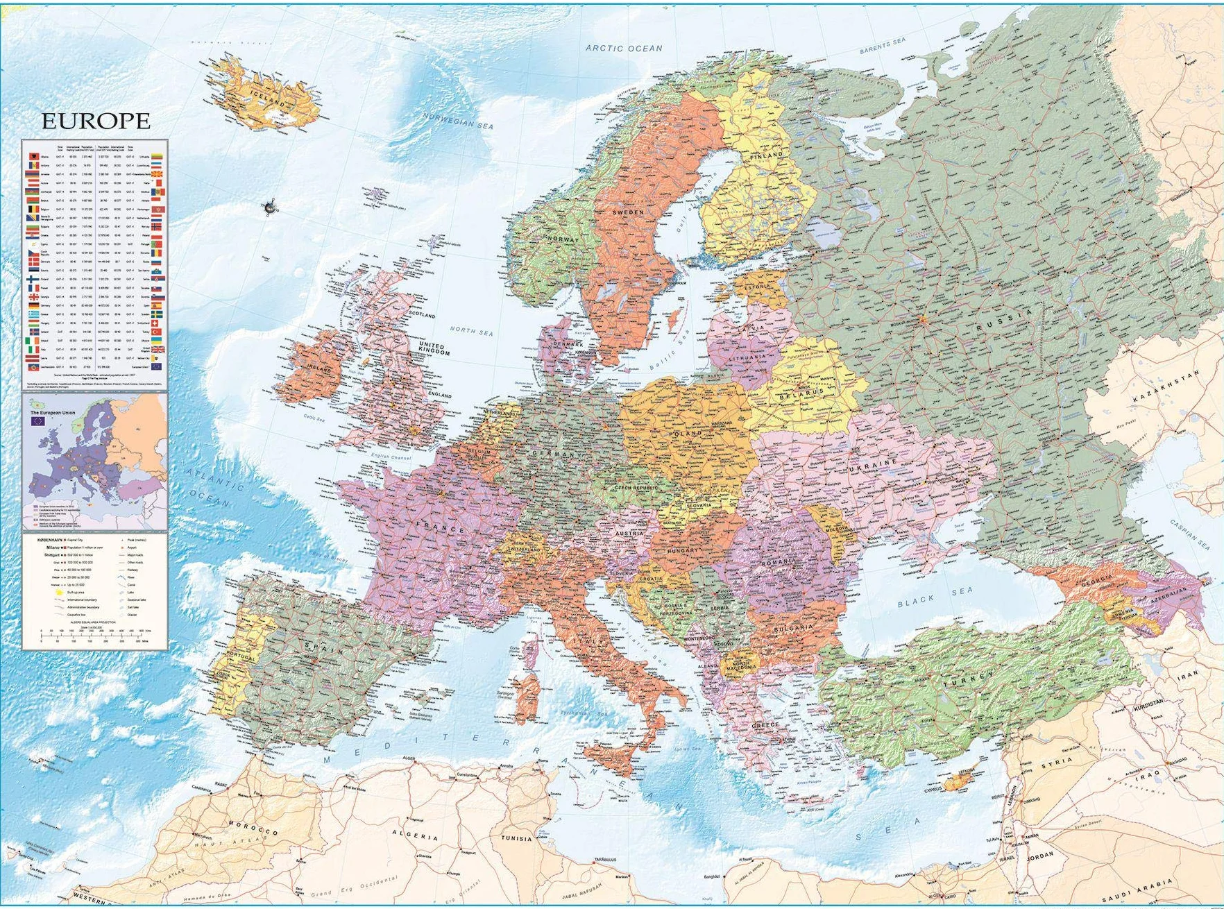 Close Up Mapa Europy XXXL, plakat, flagi (135 x 100 cm)
