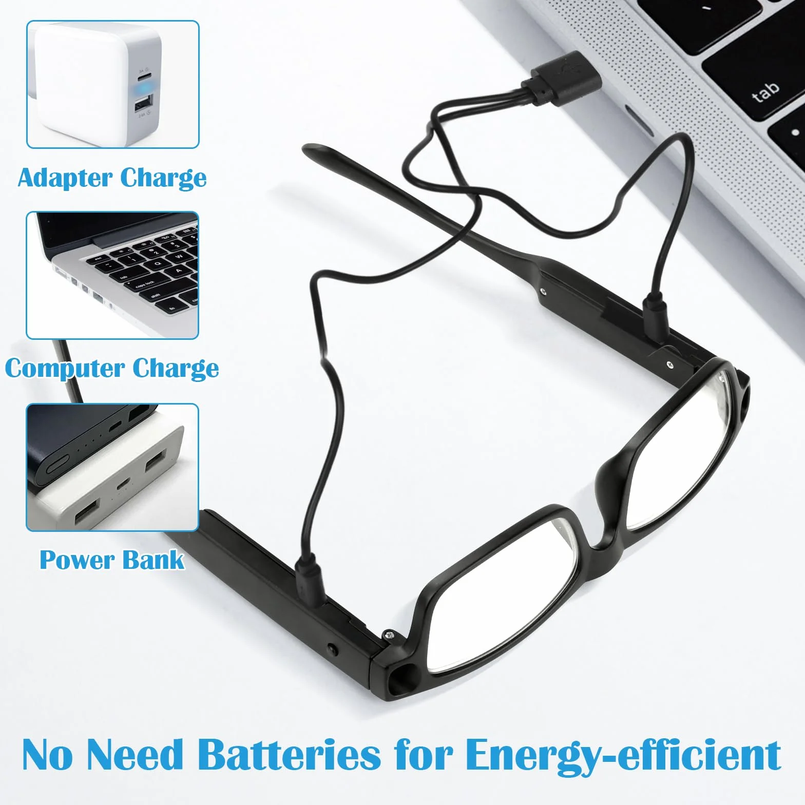 NZQXJXZ 200% lupy ze światłem, ładowane przez USB, podświetlane okulary powiększające LED, bez użycia rąk, do pracy, hobby, czytania, rzemiosła