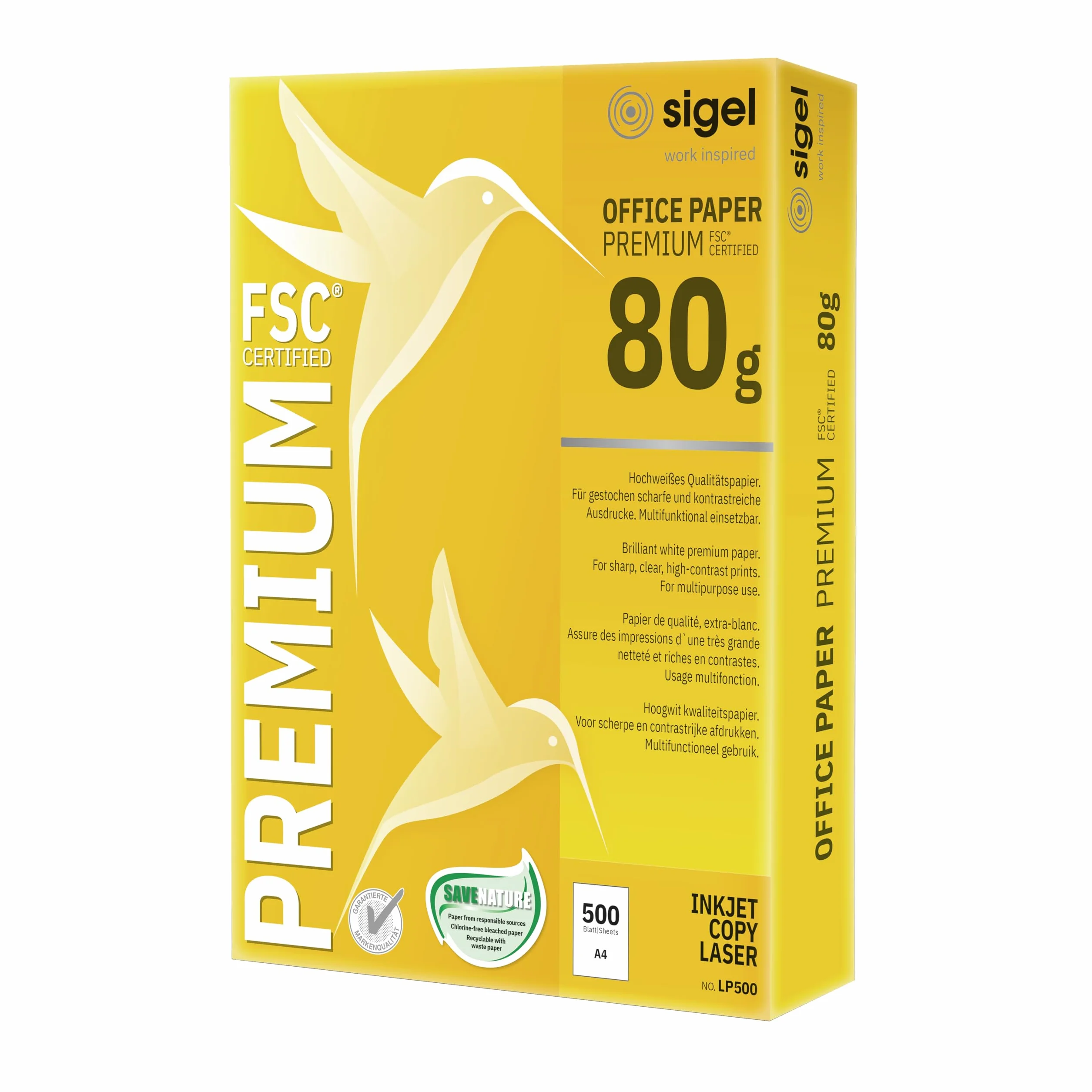 Sigel LP500 papier biurowy A4 80g 500 arkuszy biały dwustronny atrament kopia