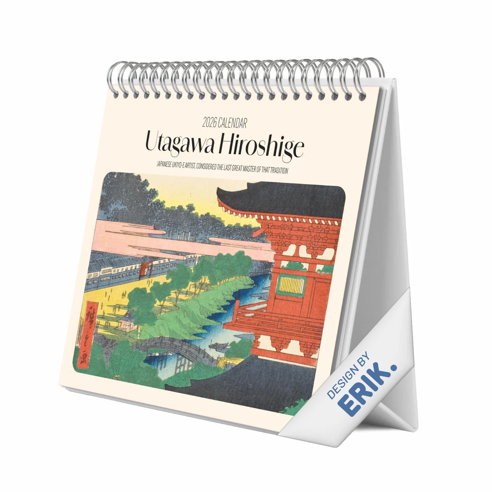 Grupo Erik Desk Calendar 2026 - Hiroshige Calendar 2026 Month To View | Monthly Desk Planner, Desktop Gifts Under 10 Pounds | Japanese Art Gifts For Friends