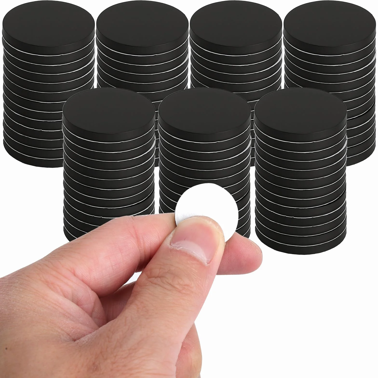 100 sztuk samoprzylepnych magnesów okrągłych, 20 mm, płytki magnetyczne, samoprzylepne, do lodówki, biura, szkoły, majsterkowania, na tablicę suchościeralną, do samodzielnego wykonania