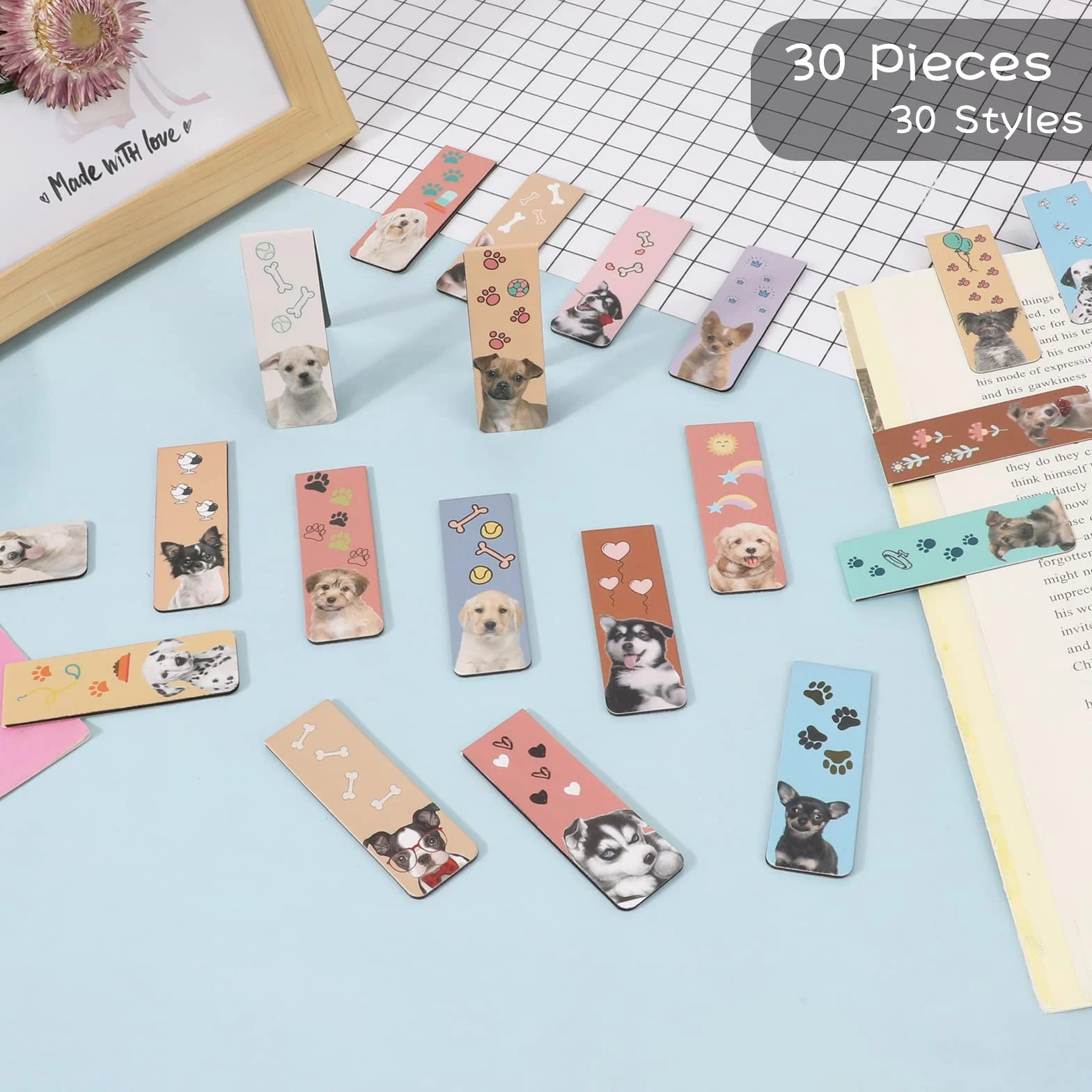 Magnetyczne zakładki do książek 30 sztuk 2x6 cm dla uczniów dzieci dorosłych