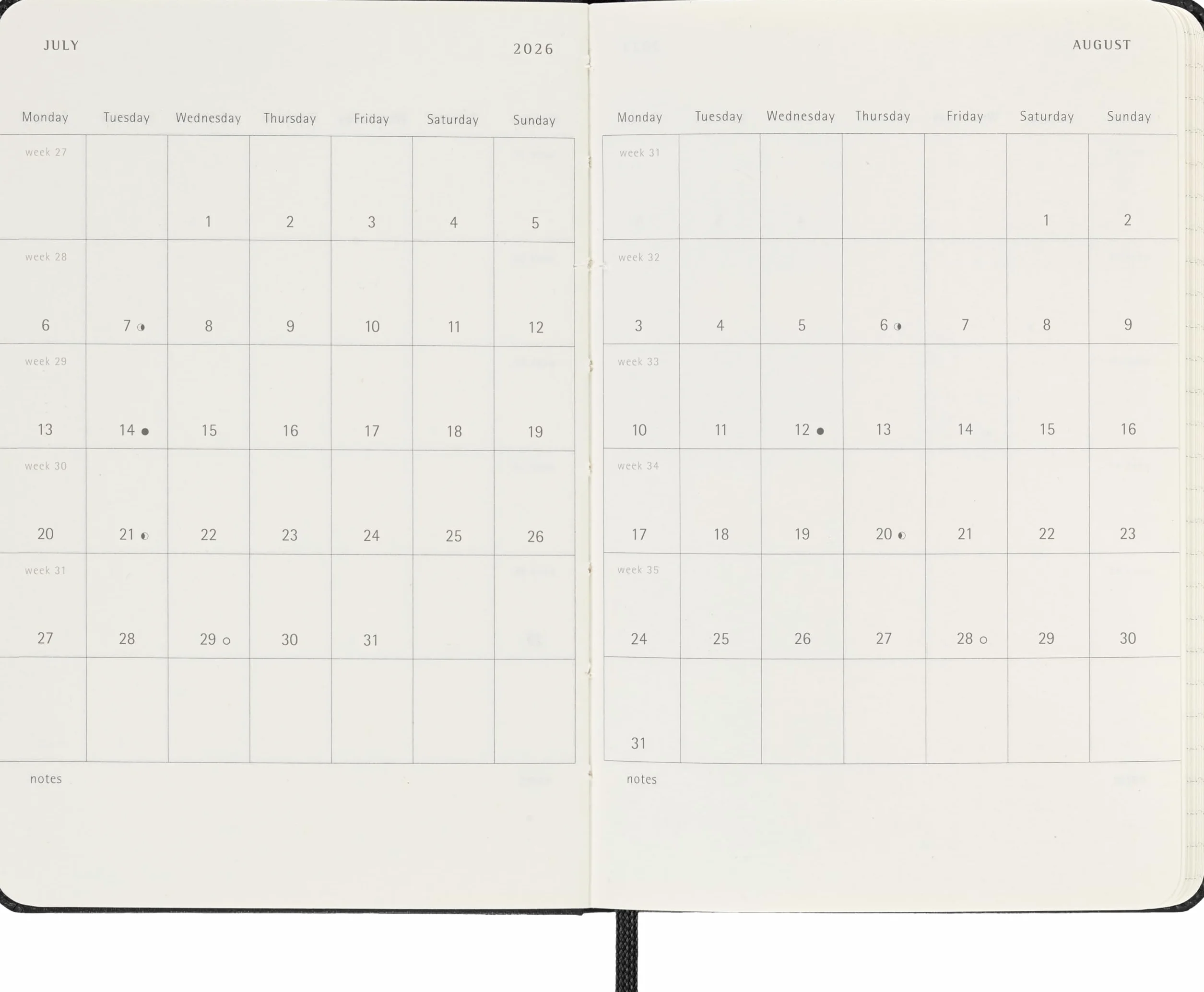 Moleskine Tageskalender 2026 Pocket A6 1 Tag 1 Seite fester Einband Schwarz