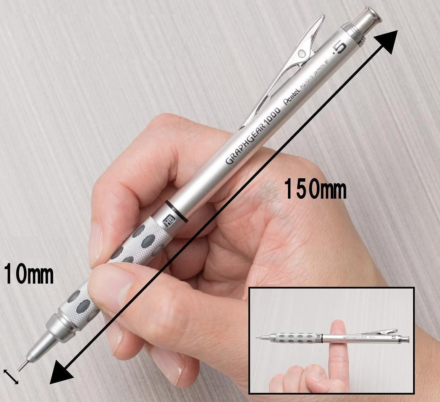 Pentel GraphGear1000 PG1017C ołówek automatyczny 0,7 mm stal nierdzewna