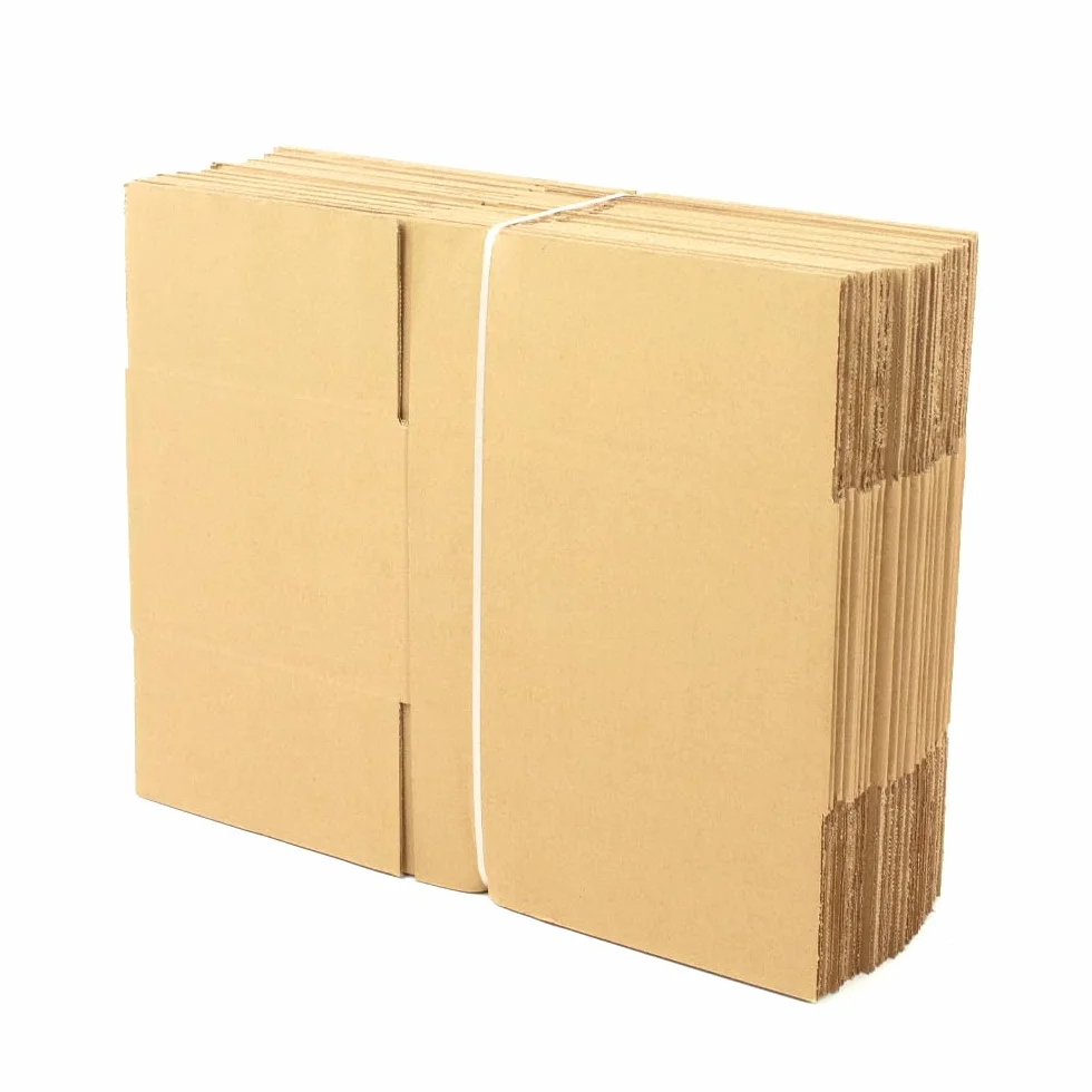 Opakowanie 25 kartonów ze wzmocnionego kartonu o wymiarach 25 x 20 x 15 cm i prostym K, wyprodukowane w Hiszpanii z kartonu pochodzącego z recyklingu, wytrzymałe do wysyłki, przechowywania i