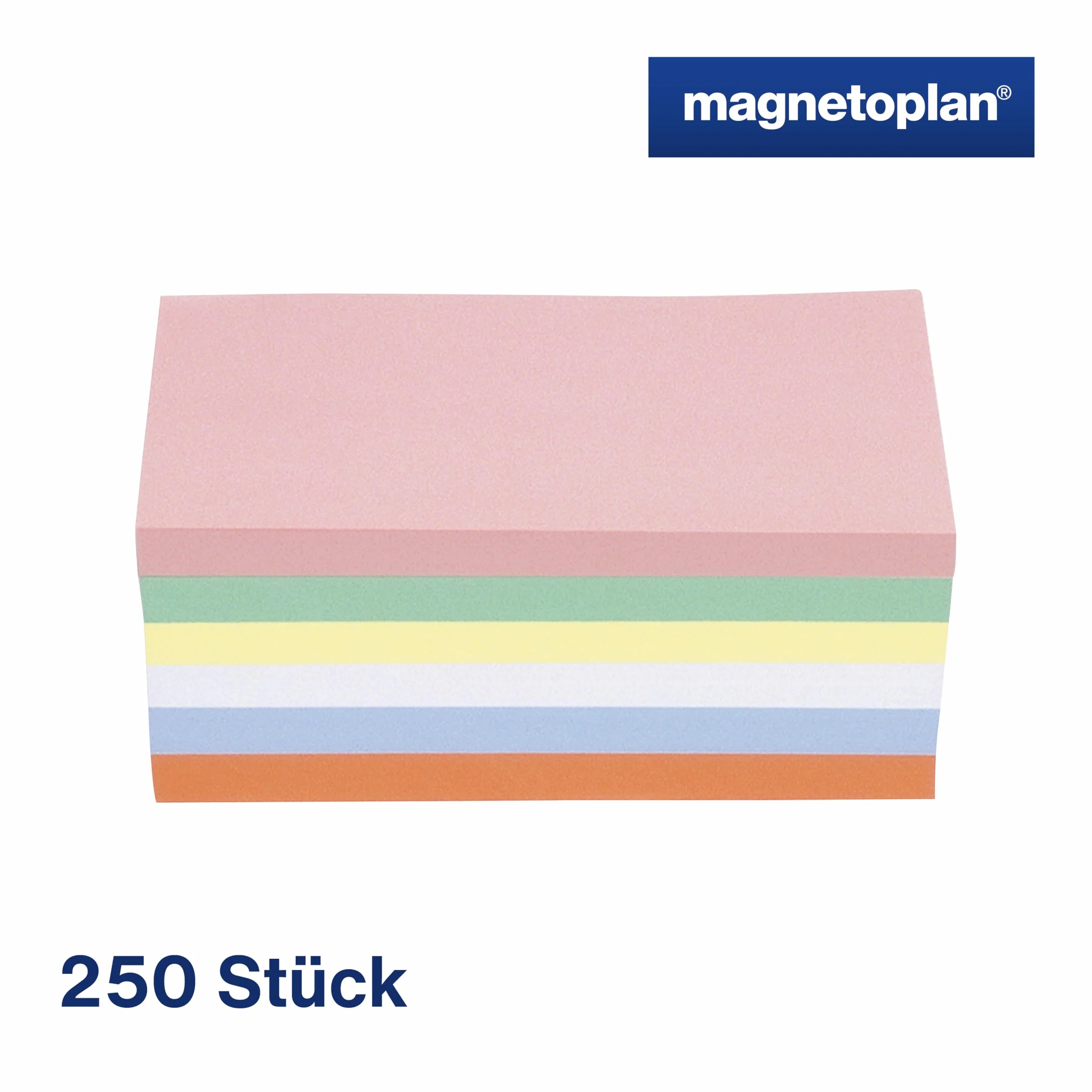 magnetoplan karty komunikacyjne prostokątne, 20 x 10 cm, czyste karty indeksowe w 6 pastelowych kolorach, 120 g/m², 250 sztuk do pracy grupowej i burzy mózgów