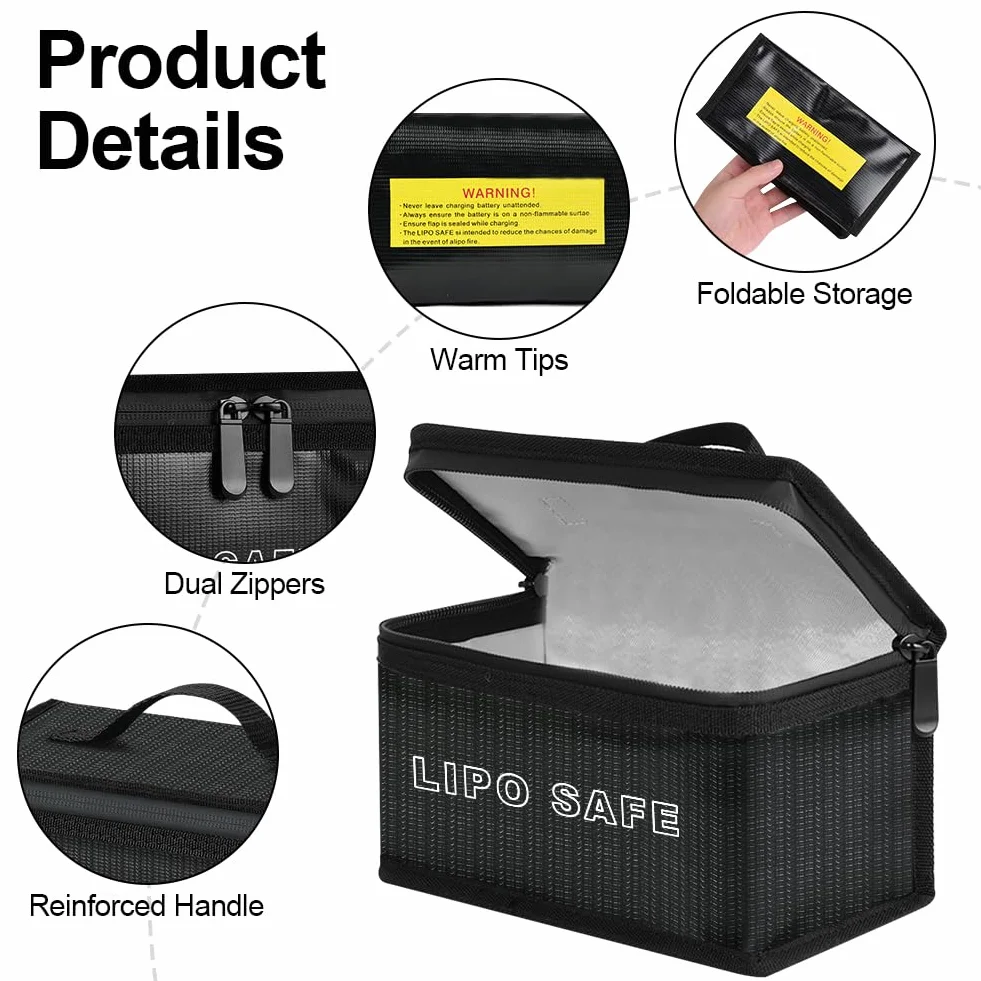 Lipo Safe Bag Ognioodporna 20x11x11 cm Torba Ognioodporna Lipo Battery Storage Przeciwpożarowa