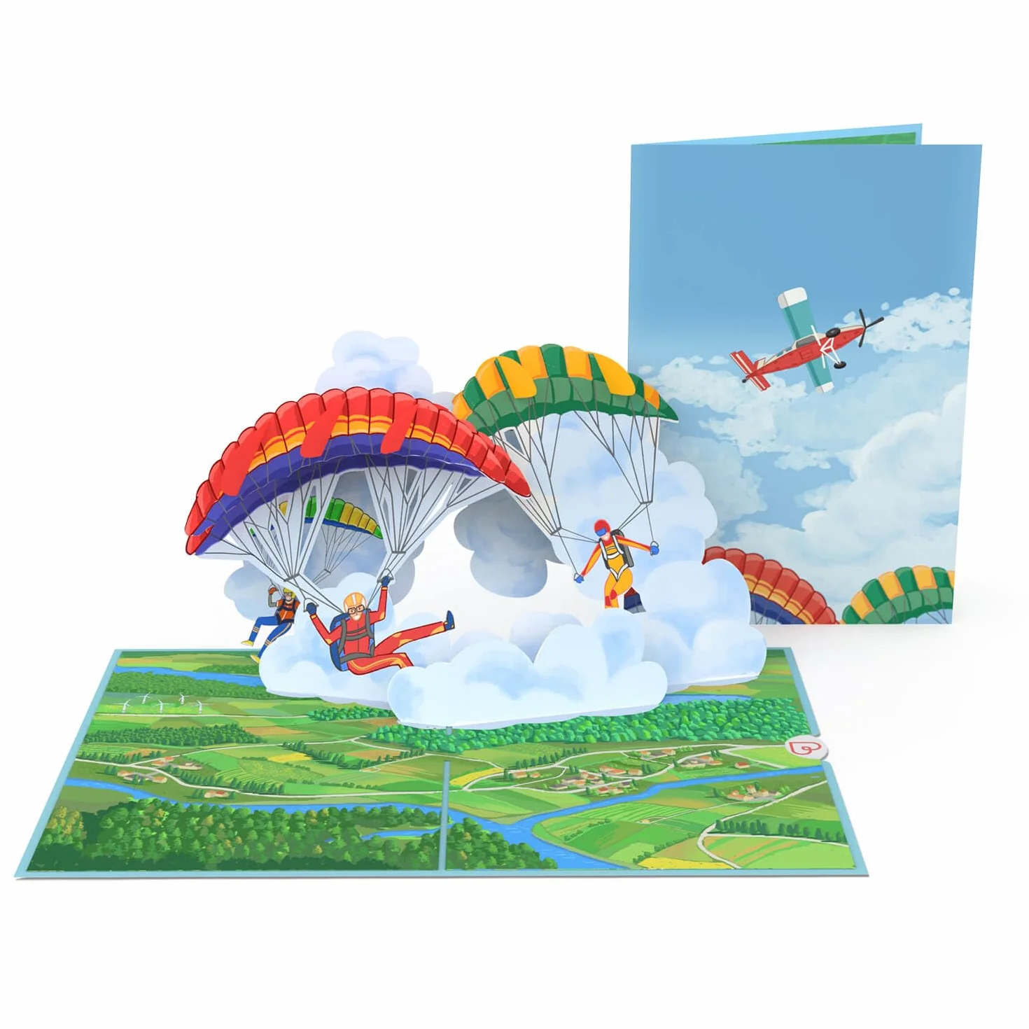 papercrush Kartka Pop Up ze spadochronem – kartka urodzinowa 3D dla mężczyzn (przyjaciela, taty), paralotniarstwa i skoków spadochronowych, prezent na skoki spadochronowe, skoki na skoki z tandemem