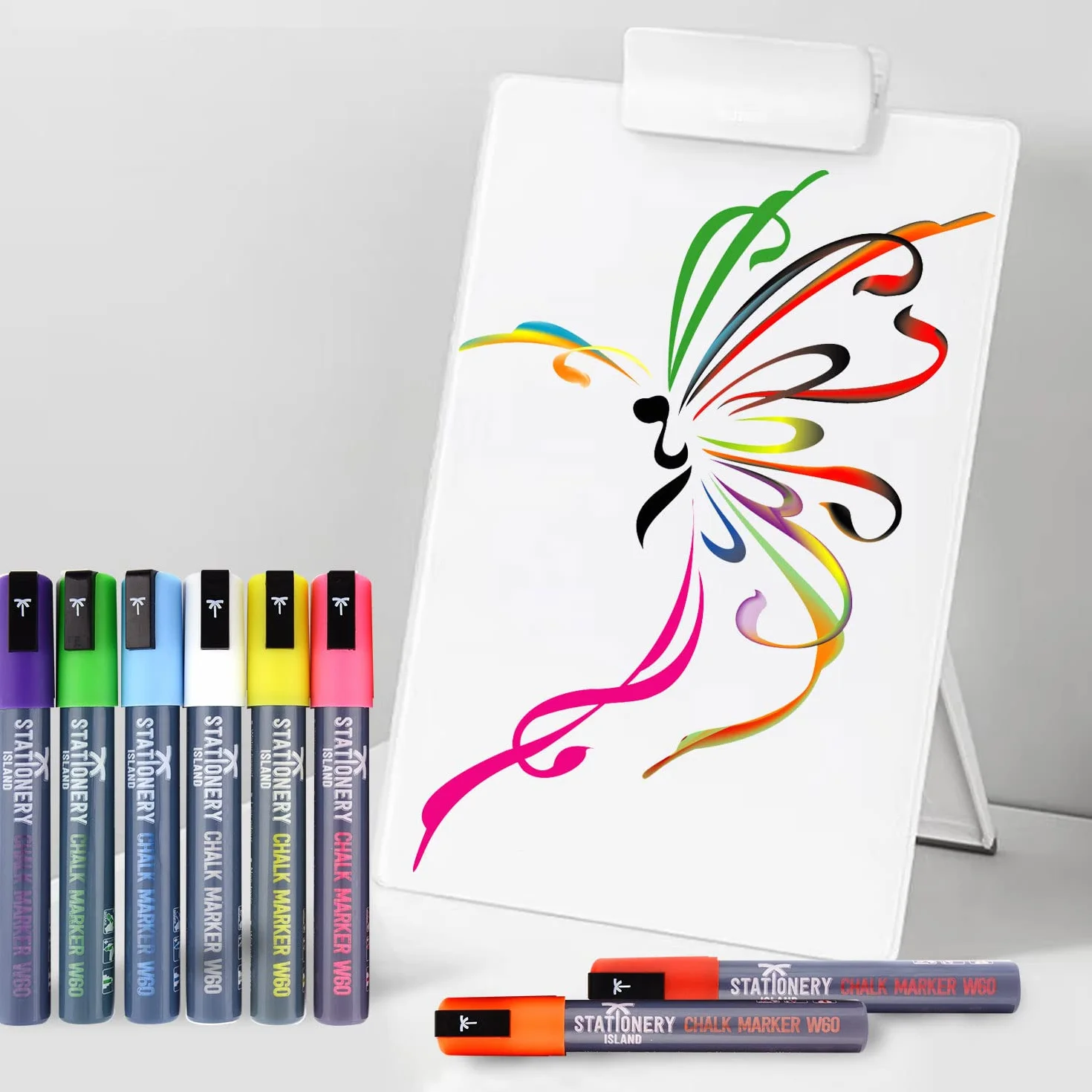 Stationery Island Długopis kredowy neonowe kolory 6 mm opakowanie 8 sztuk mokre wycieranie