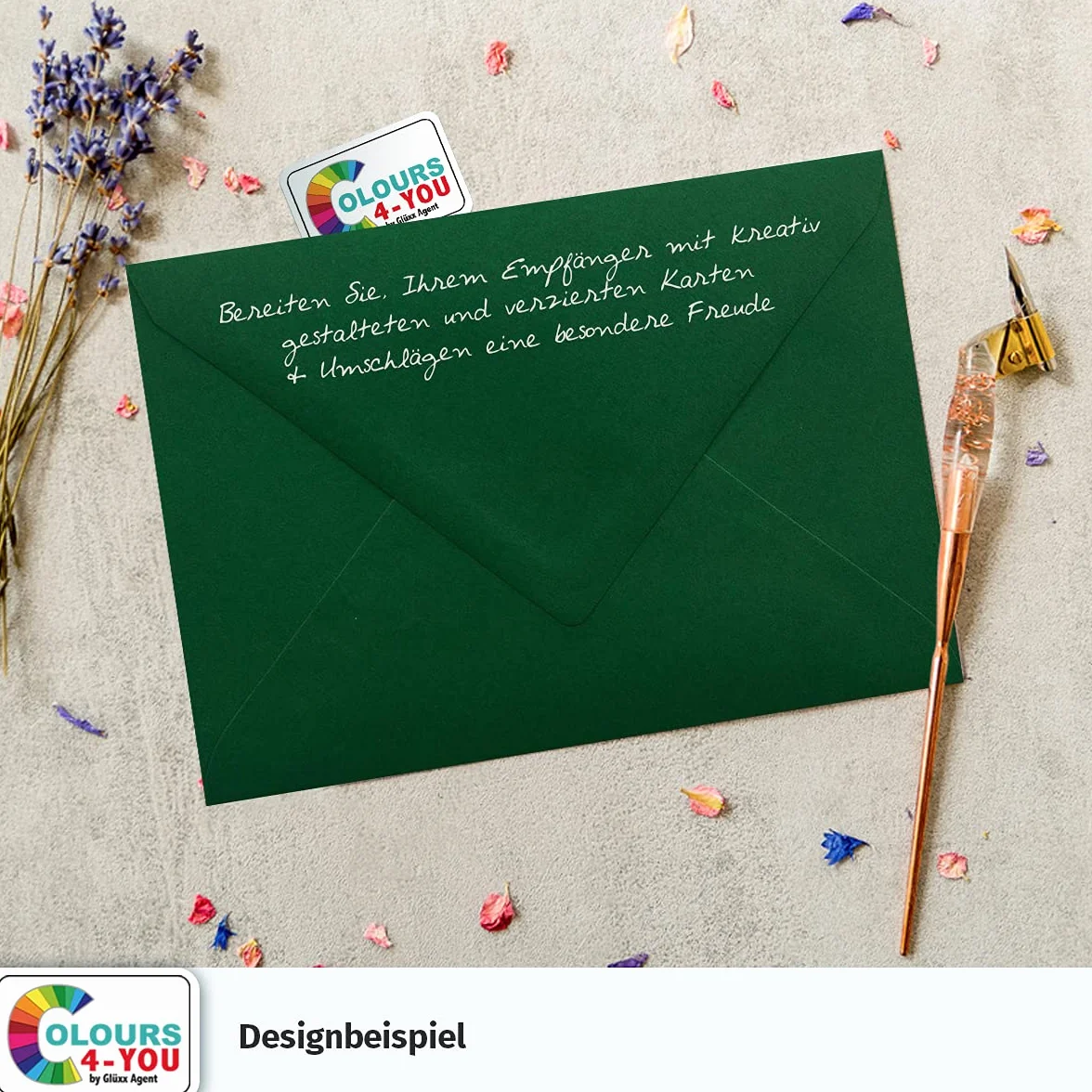 Colours-4-you 50 kopert DIN C6 ciemnozielone, zielone, 11,4 x 16,2 cm, koperty z klejeniem na mokro 80 g/m², spiczasta klapa – koperty bez okienka