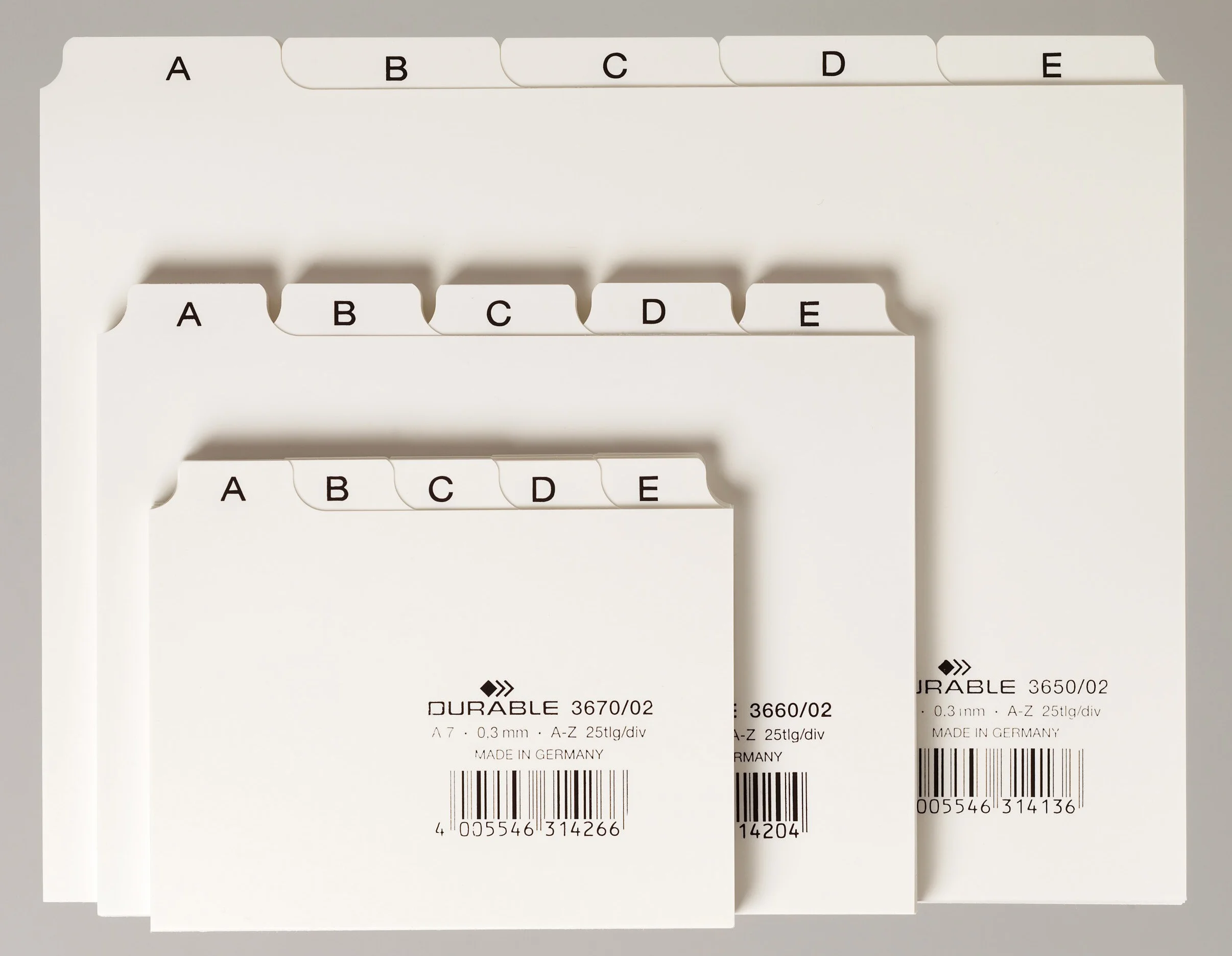 Przekładki A - Z, poziome A5, kolor biały 365002