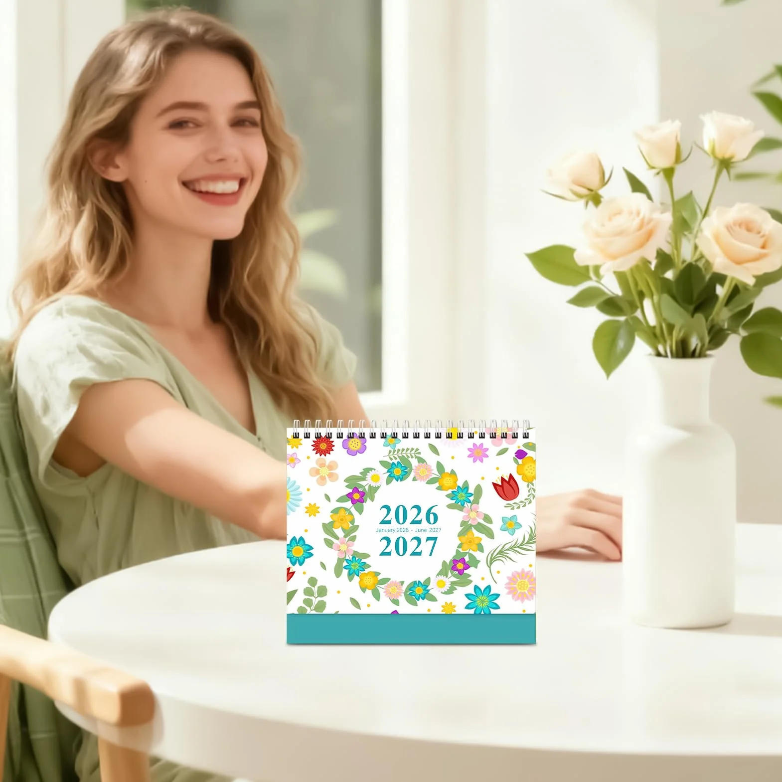 Monthly Planner 2026 Desk Calendar Paper Metal Construction Weekly Daily Notes Compact Appointment Organizer Home Office Classroom