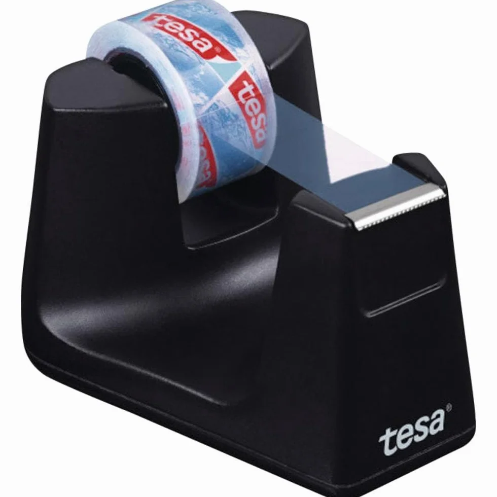 tesa® Easy Cut SMART kompaktowy dozownik stołowy do taśm samoprzylepnych, w zestawie z 1 rolką przezroczystej taśmy tesafilm
