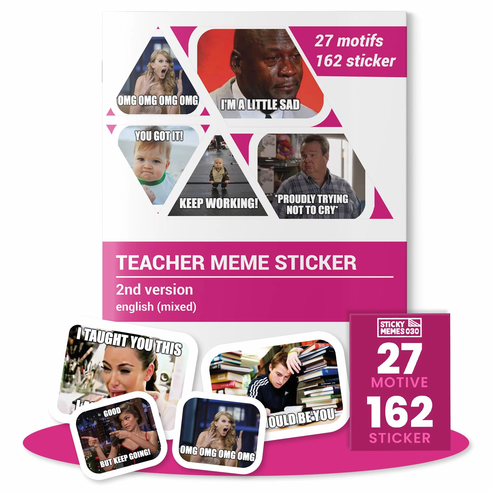 Naklejki nauczyciela 162 szt. 27 motywów memy prezent dla nauczyciela