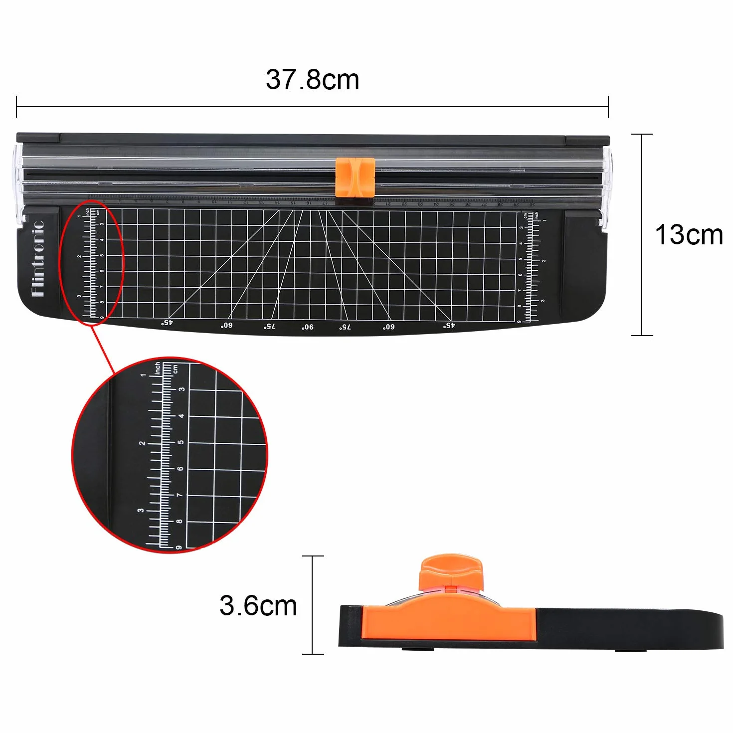 flintronic Przenośna gilotyna do papieru A4 38 cm czarna