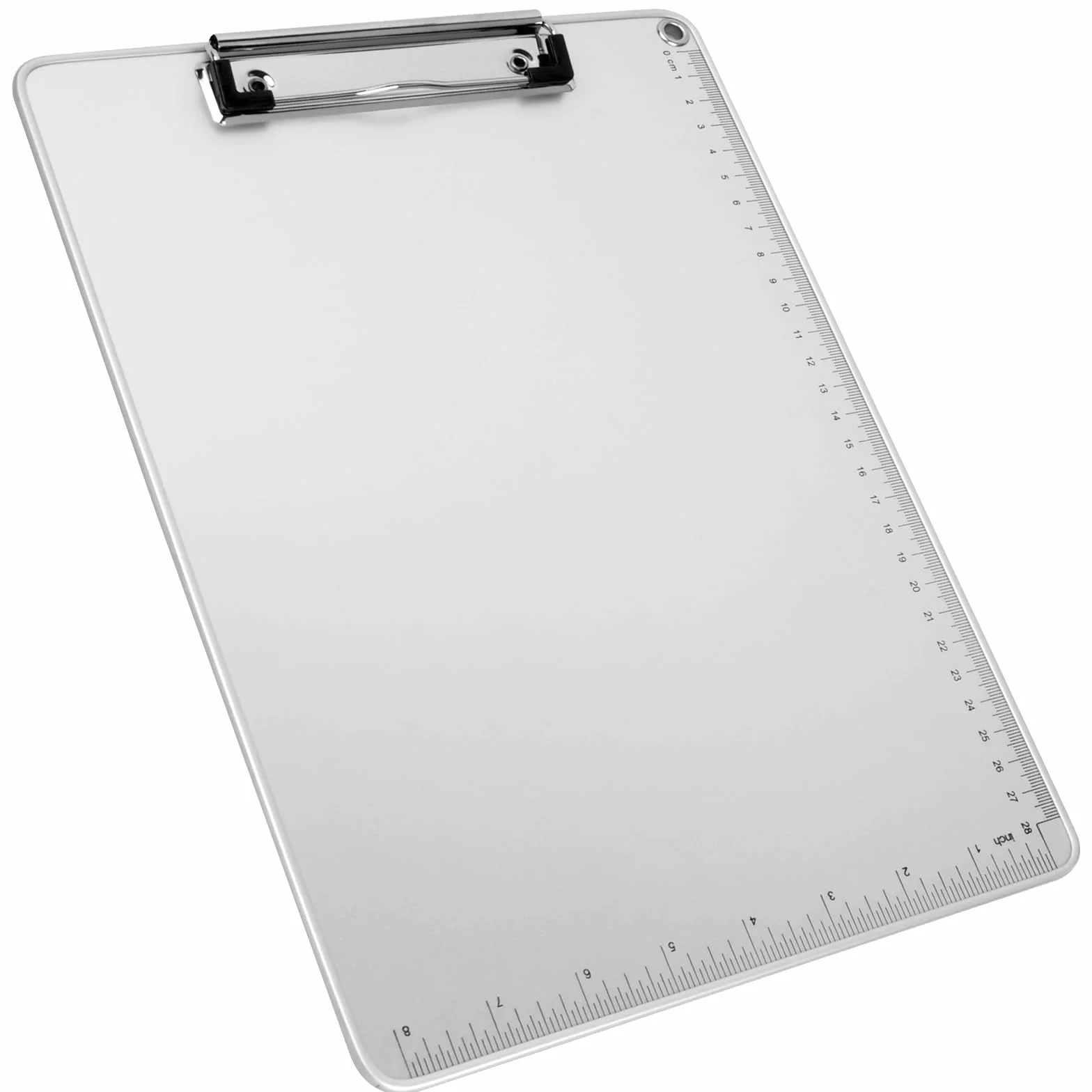 Metalowy schowek na dokumenty A4 z podkładką do pisania, aluminiowy przewodnik pomiarowy, wiszący srebrny uchwyt
