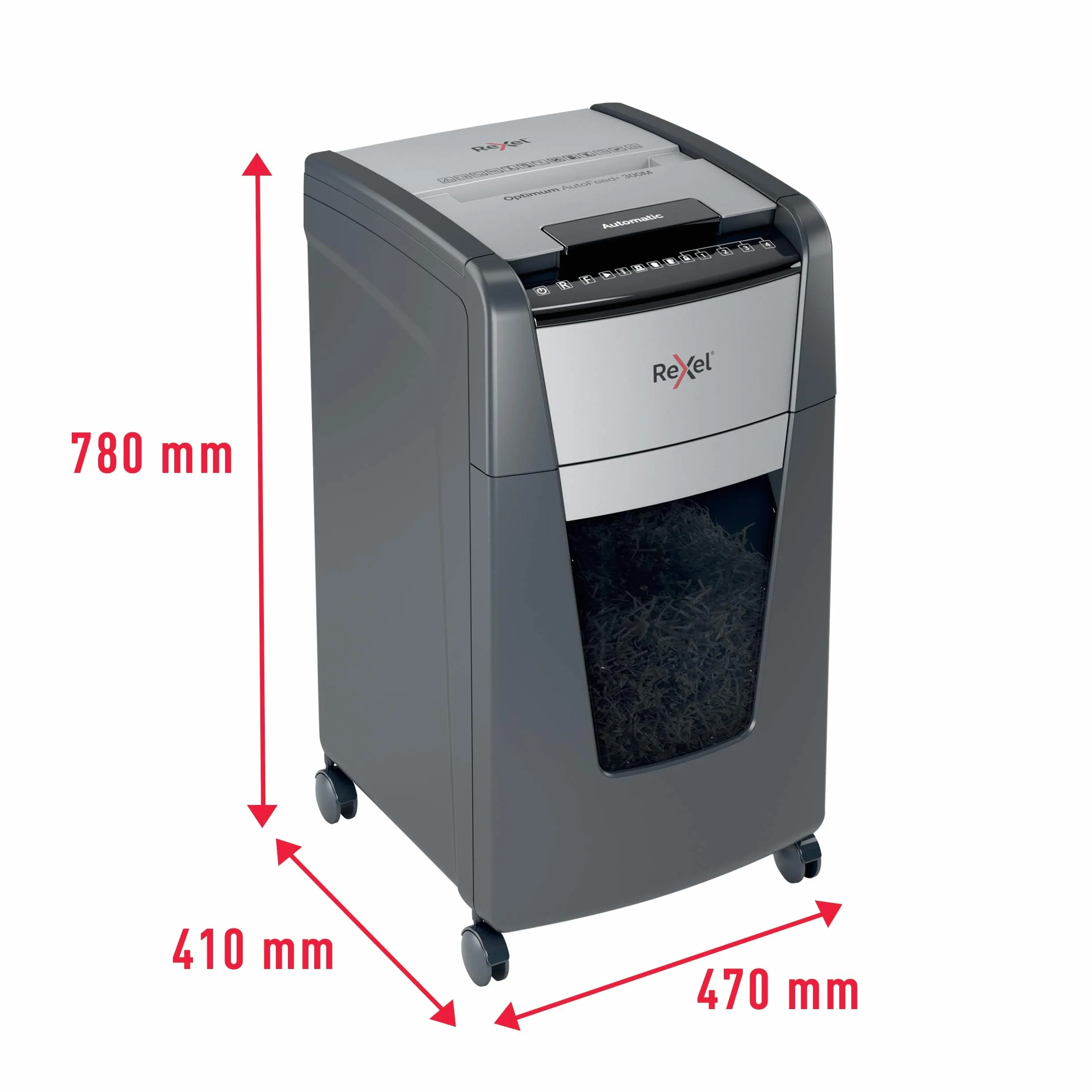 Rexel Optimum Auto Feed+ Niszczarka do Papieru 300 Arkuszy P-5 Mikrościnki 60 L