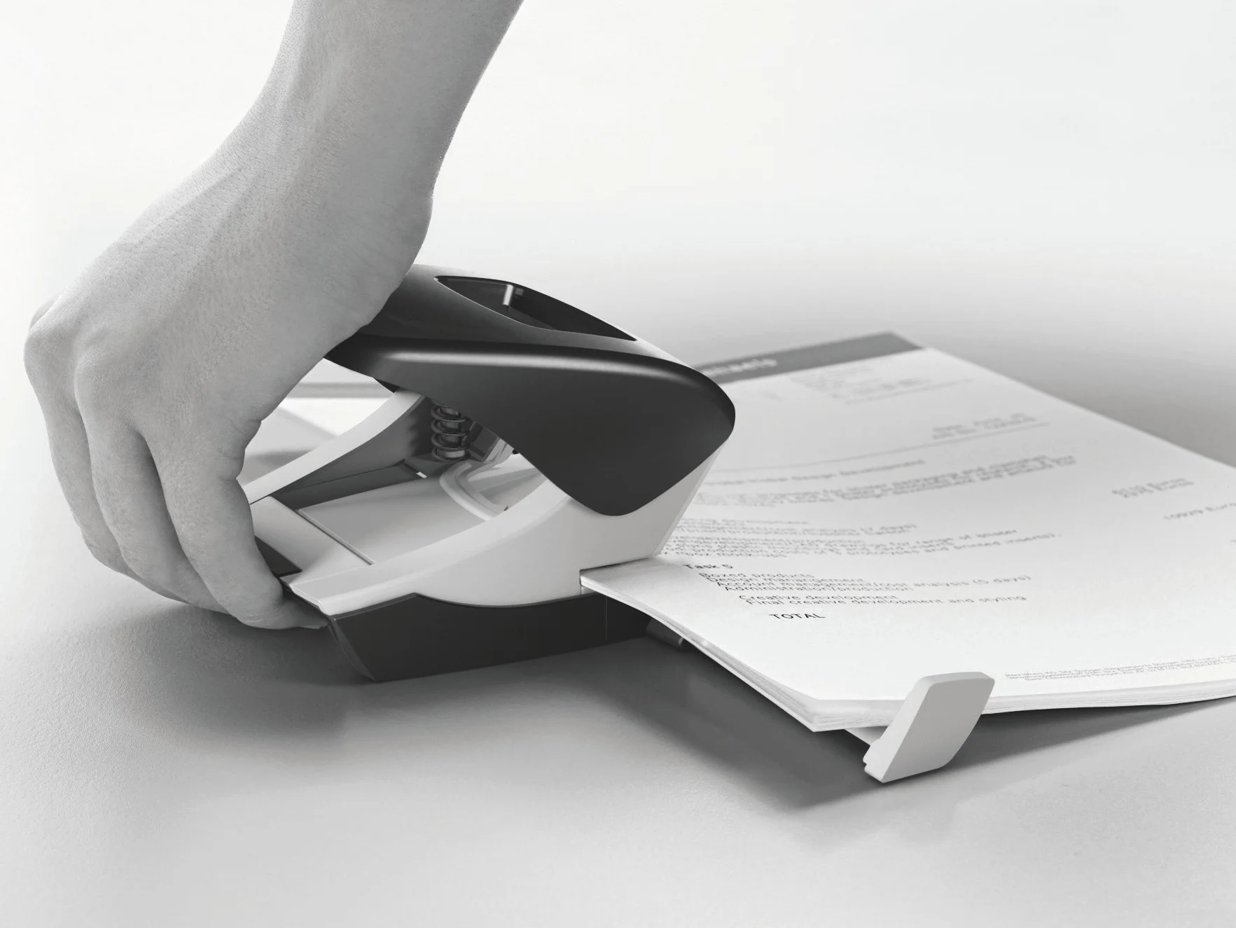 Leitz 50080025 dziurkacz biurowy z metalu, na 30 arkuszy, szyna ograniczająca z formatem, ergonomiczny design, czerwony, 50080025