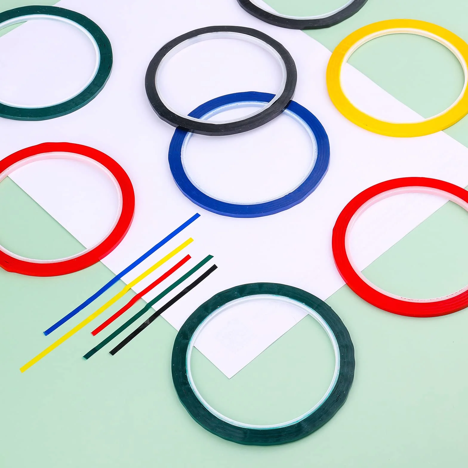 AIEX Chart Tape Whiteboard Art Tape Whiteboard Tape Whiteboard Gridding Graphic Tape Tasma Samoprzylepna o Szerokosci 3 mm do Szkoly, Biura i Domu (10 Szt., 5 Kolorów)