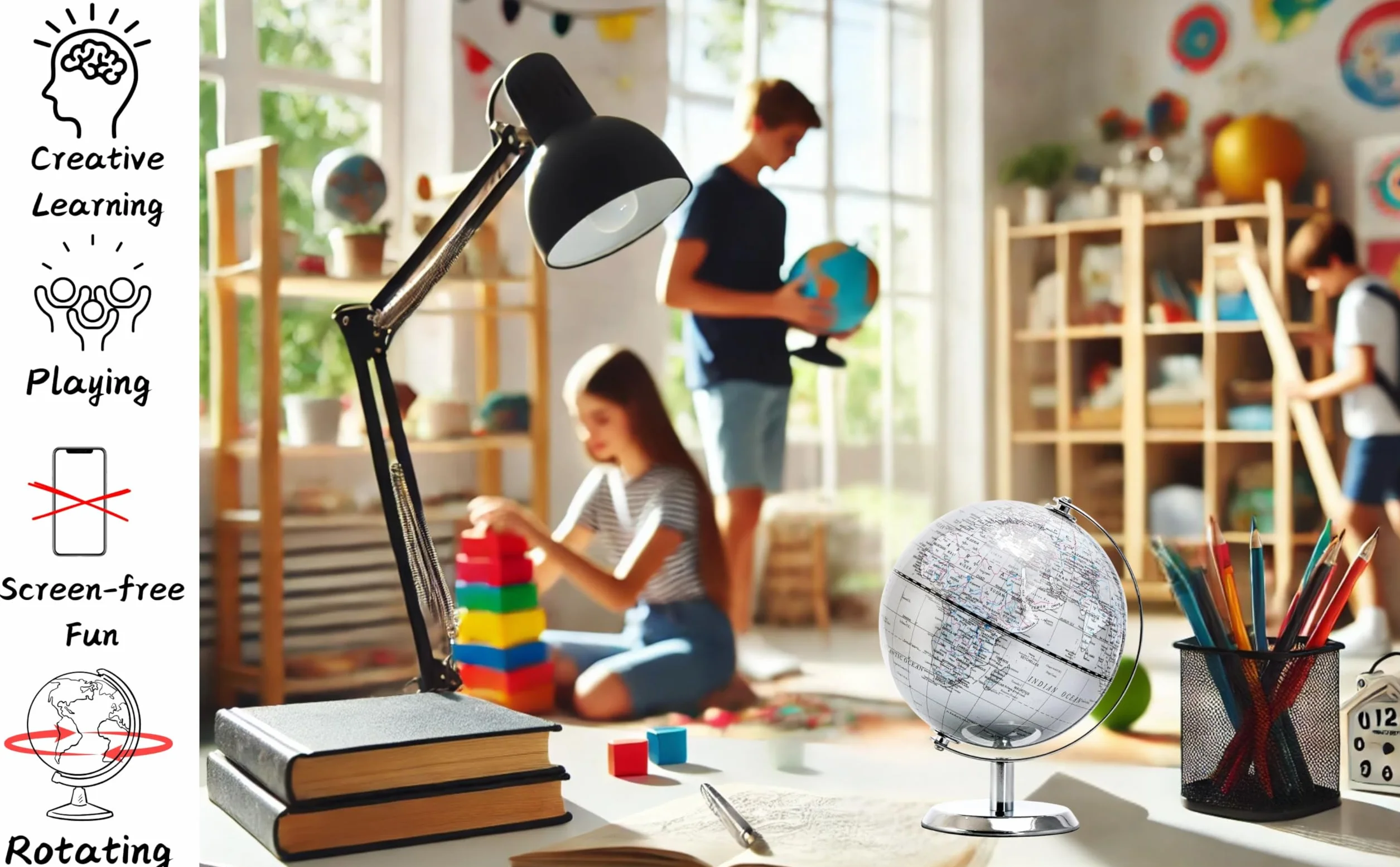 Globus świata srebrny 14 cm mini edukacyjny geograficzny dekoracja biurka stal nierdzewna srebrnoszary