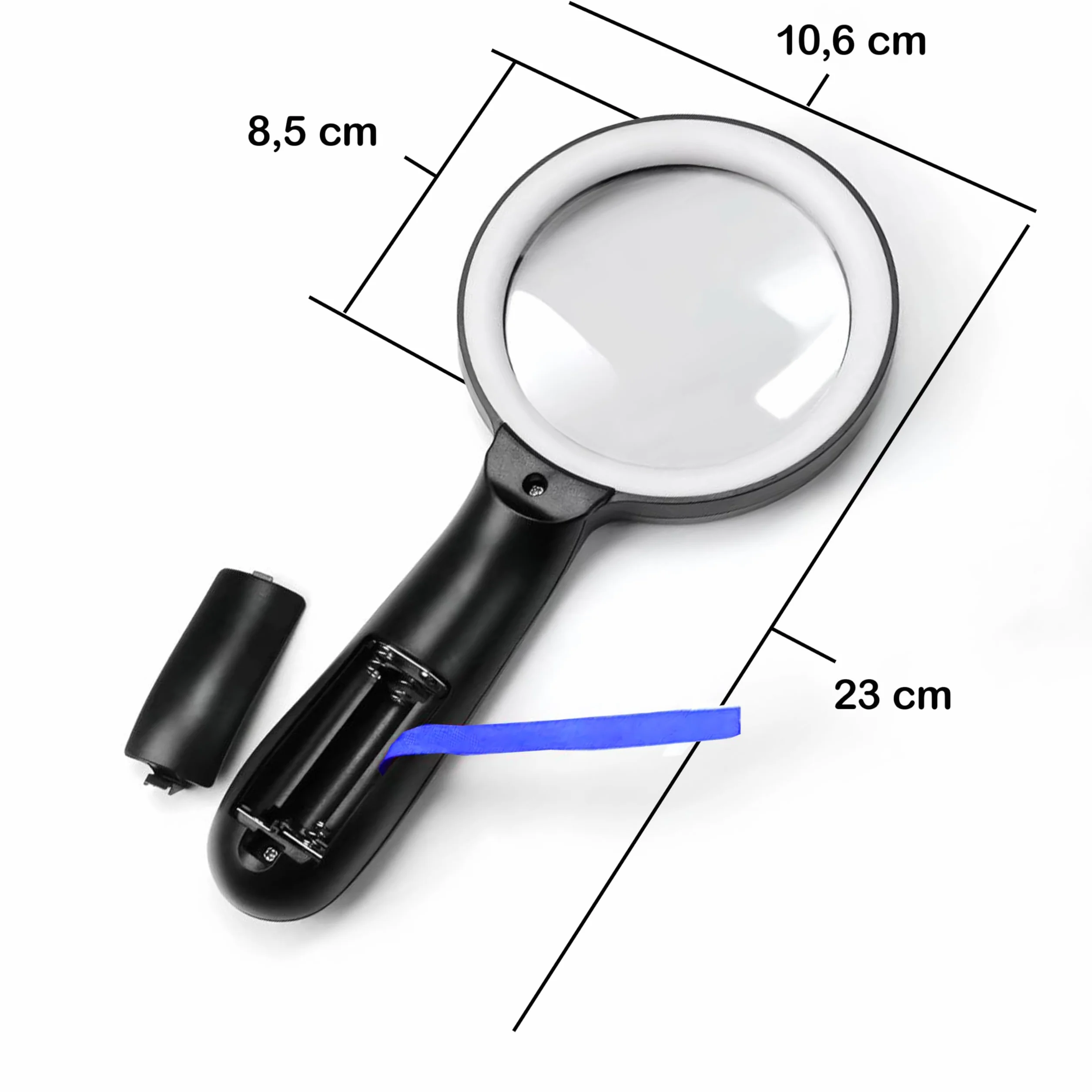 Retoo Lupa do czytania z 18 diodami LED, 10-krotne powiększenie, 3 tryby oświetlenia, ręczna lupa dla seniorów i dzieci, do gazet, jubilerów, monet, znaczków, kontroli kart, zasilanie bateryjne