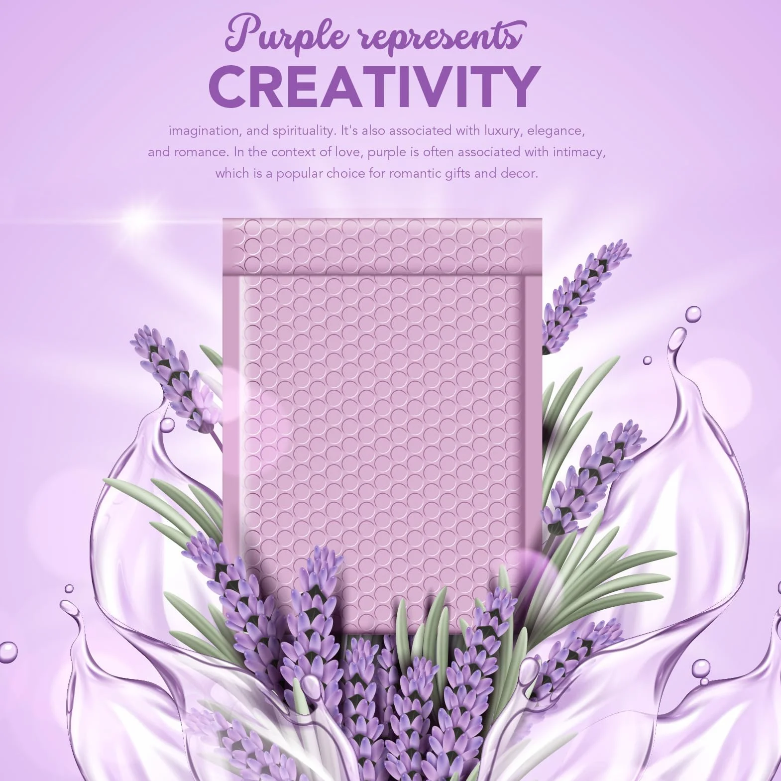 Lavender Padded Bubble Mailers, 15,3 x 23 cm, opakowanie 25 szt